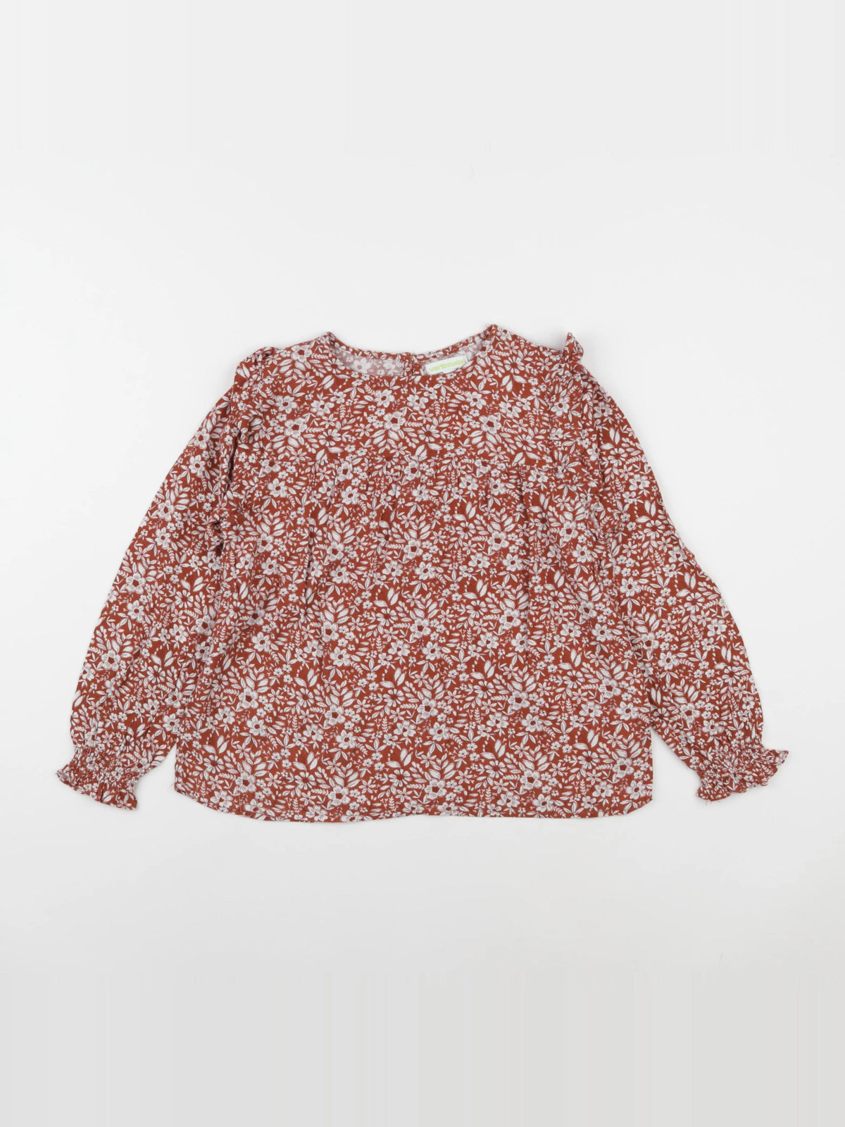 Vertbaudet - blouse orange, blanc - 8 ans
