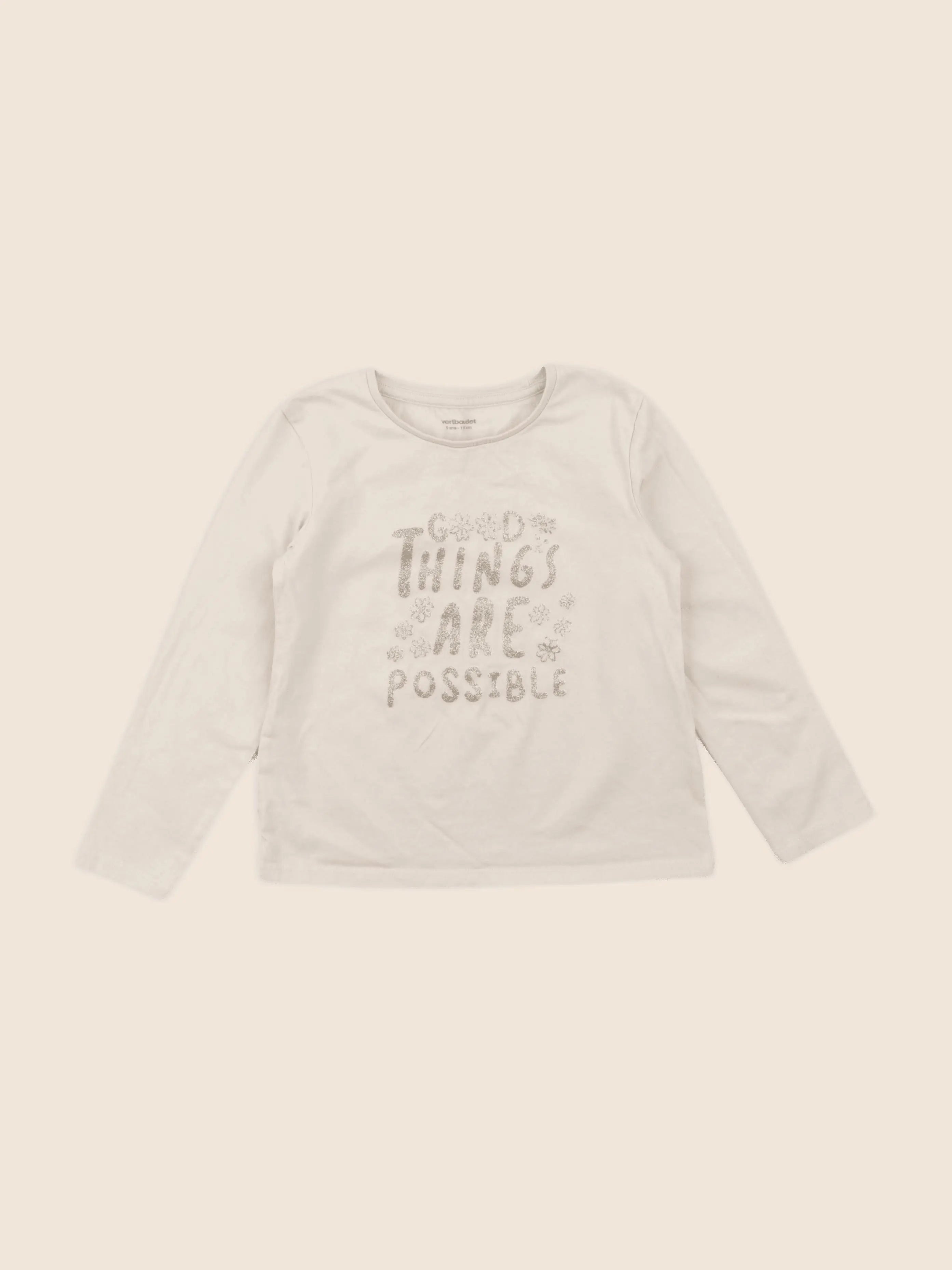 Vertbaudet - tee-shirt beige, or - 5 ans