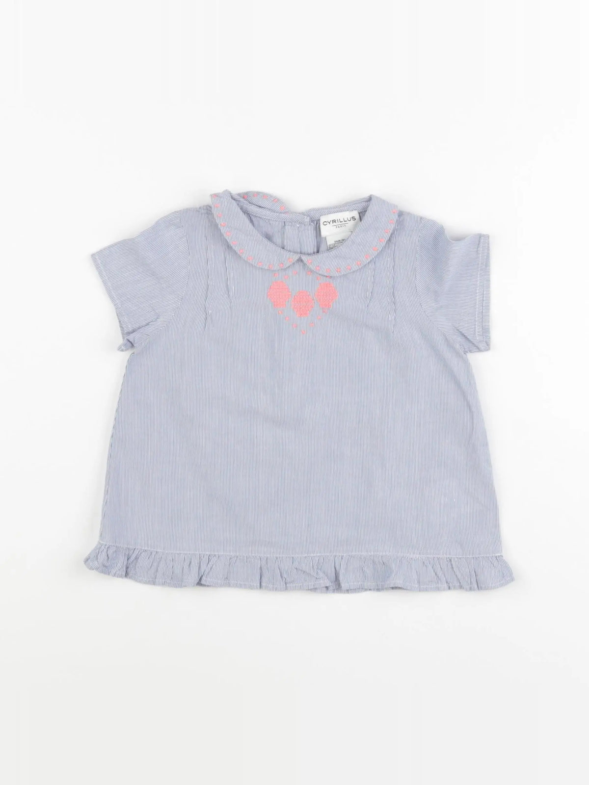 Cyrillus - blouse bleu, blanc - 24 mois