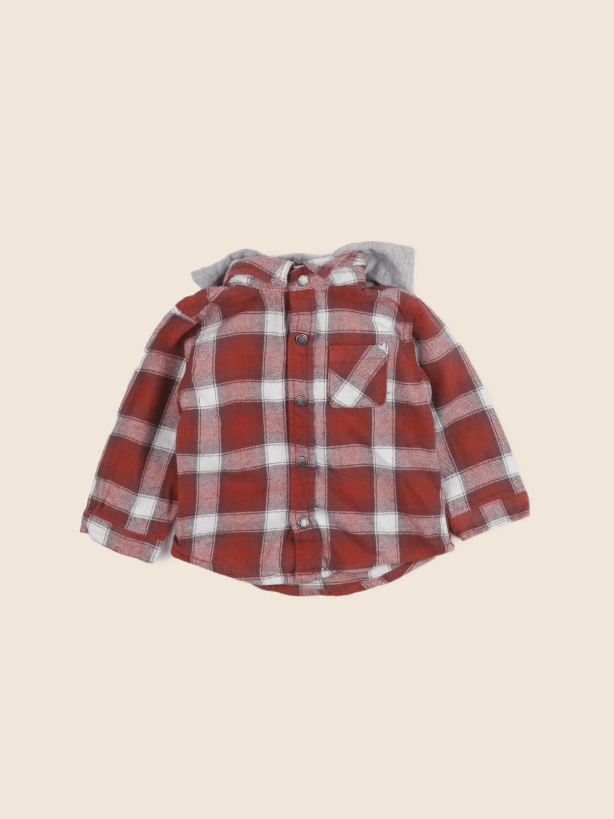 Vertbaudet - chemise beige, rouge - 9 mois