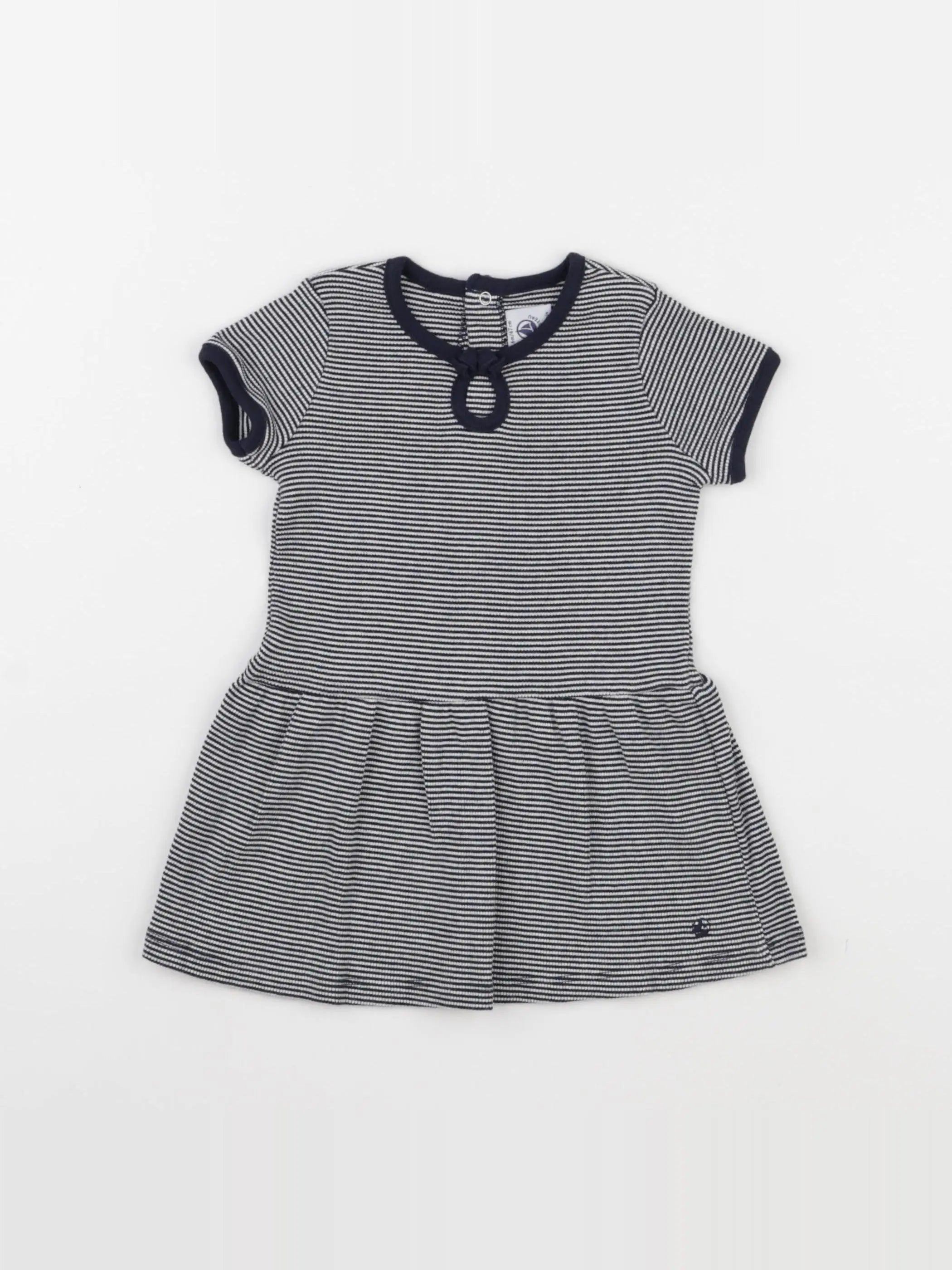 Petit Bateau - robe blanc, bleu - 6 mois