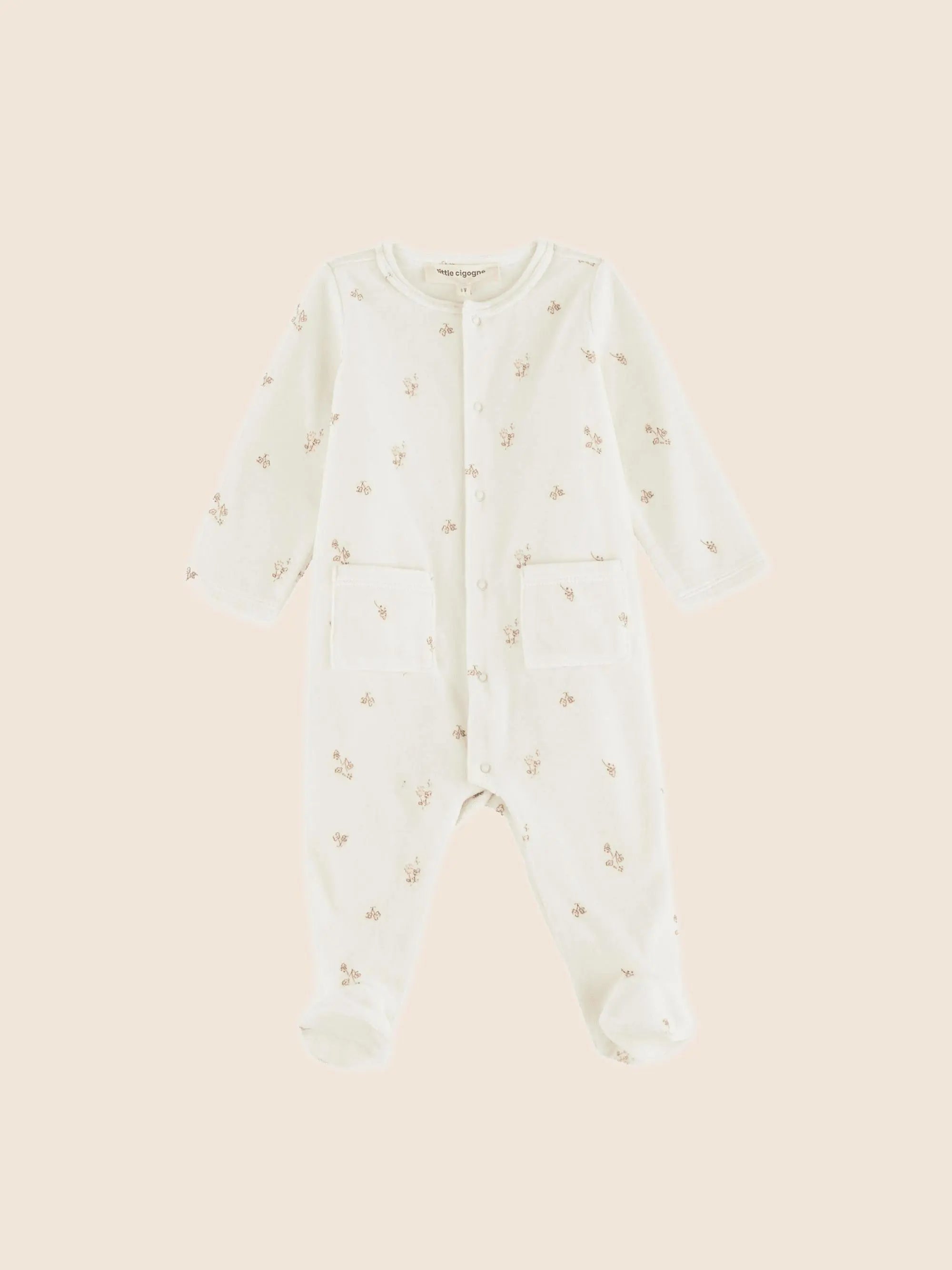 Pyjama bébé fleuri écru