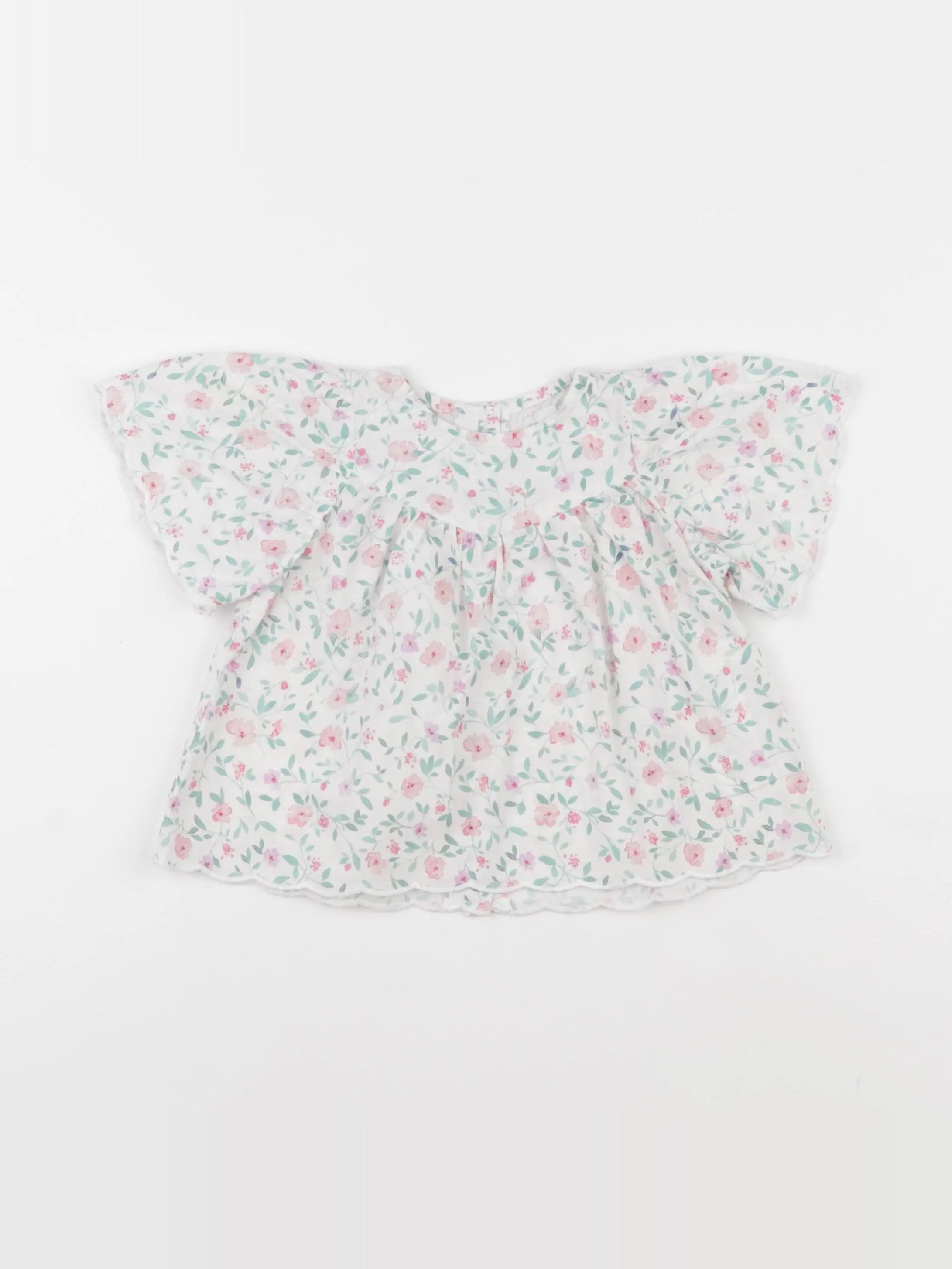 Vertbaudet - blouse rose, vert - 9 mois