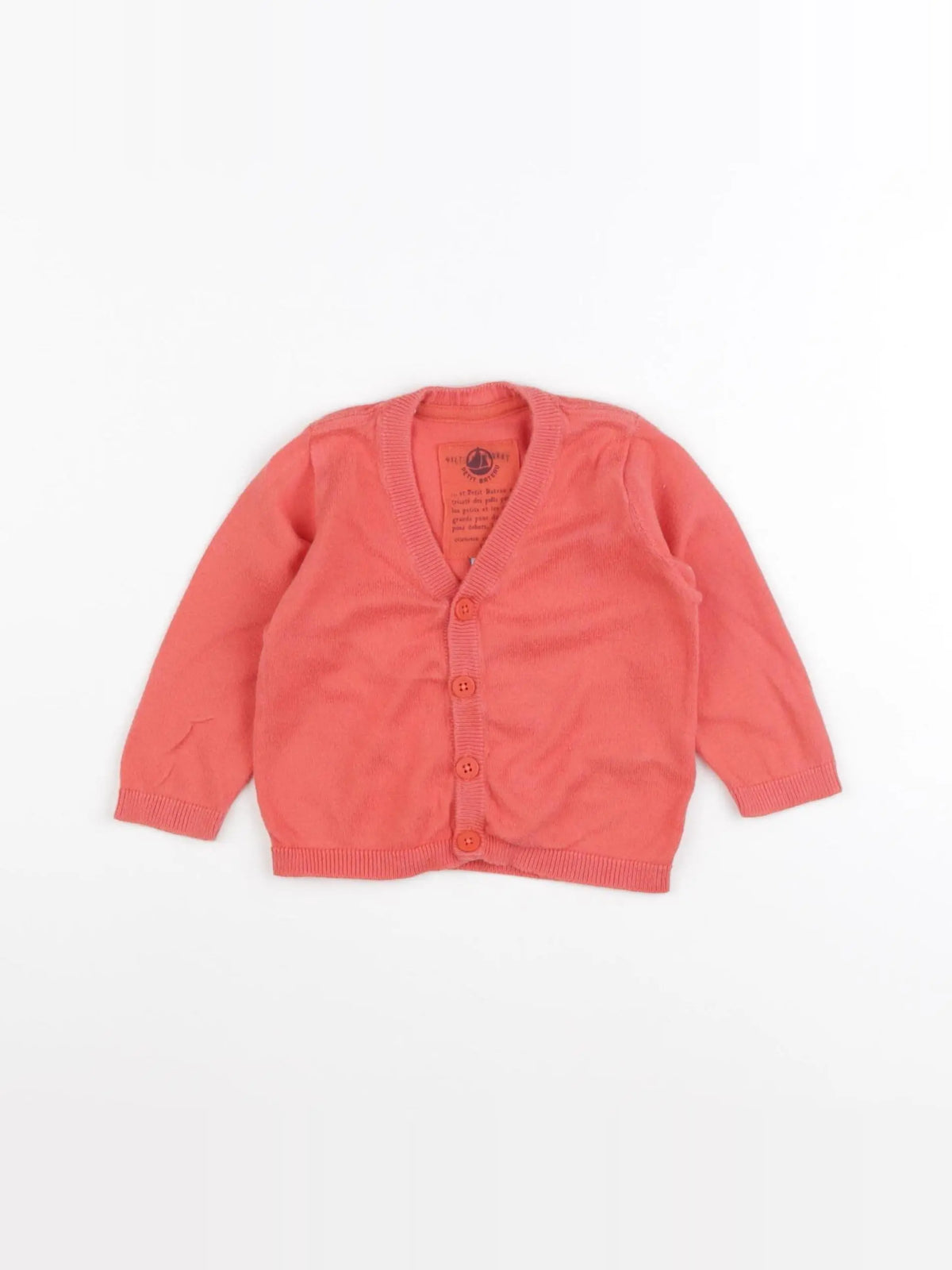 Petit Bateau - gilet orange - 12 mois