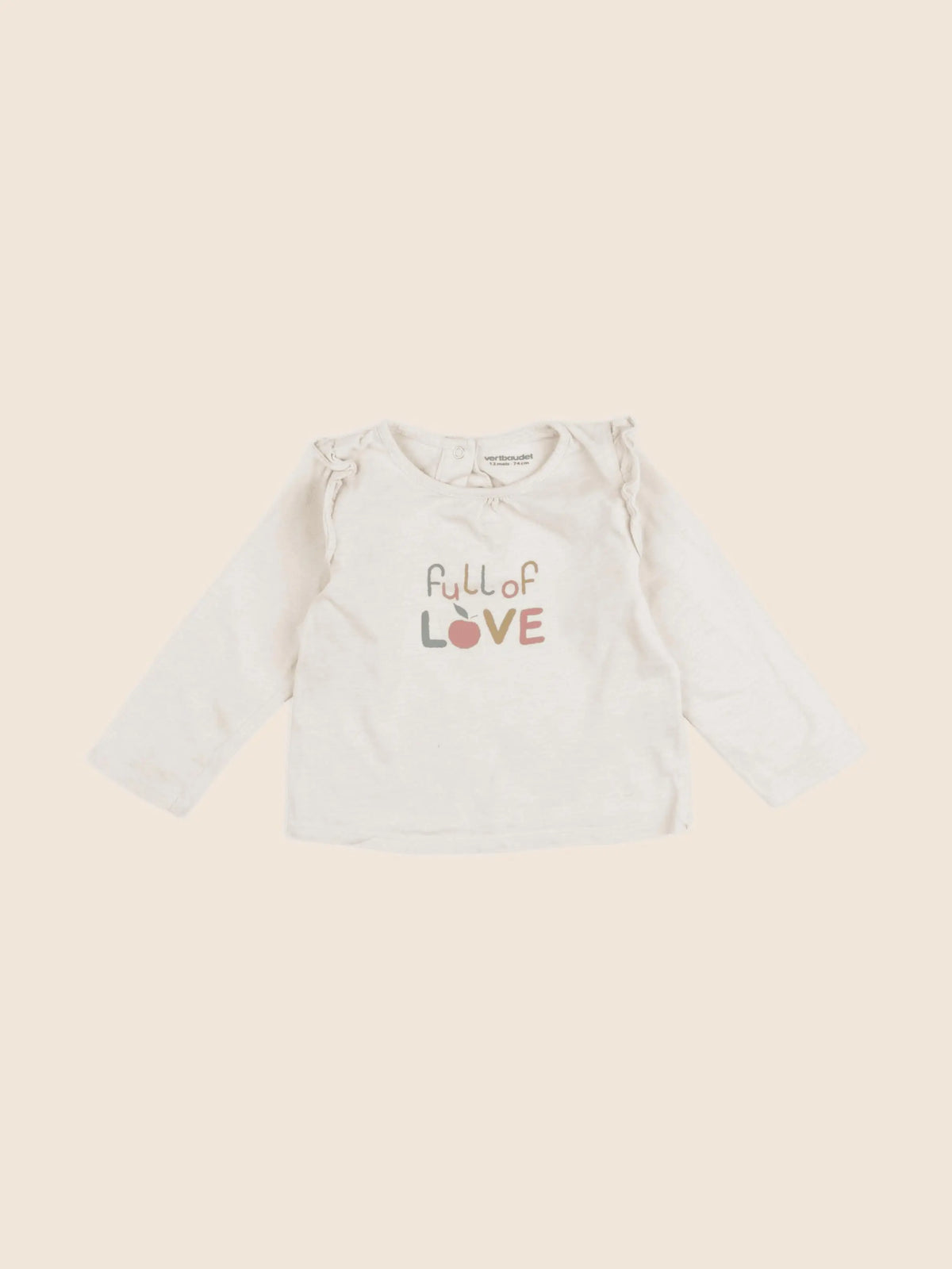 Vertbaudet - tee-shirt beige - 12 mois