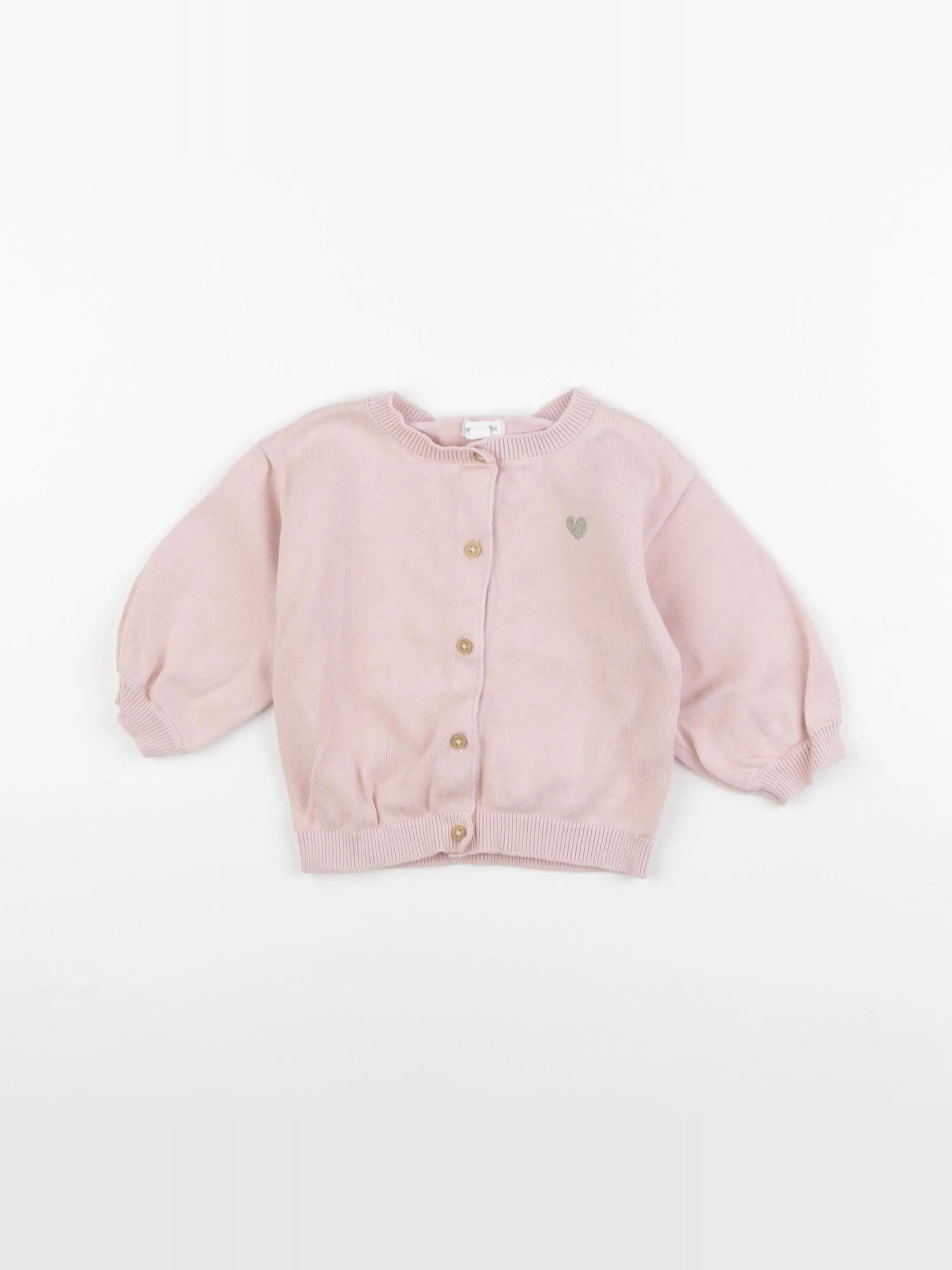 Vertbaudet - gilet rose - 12 mois
