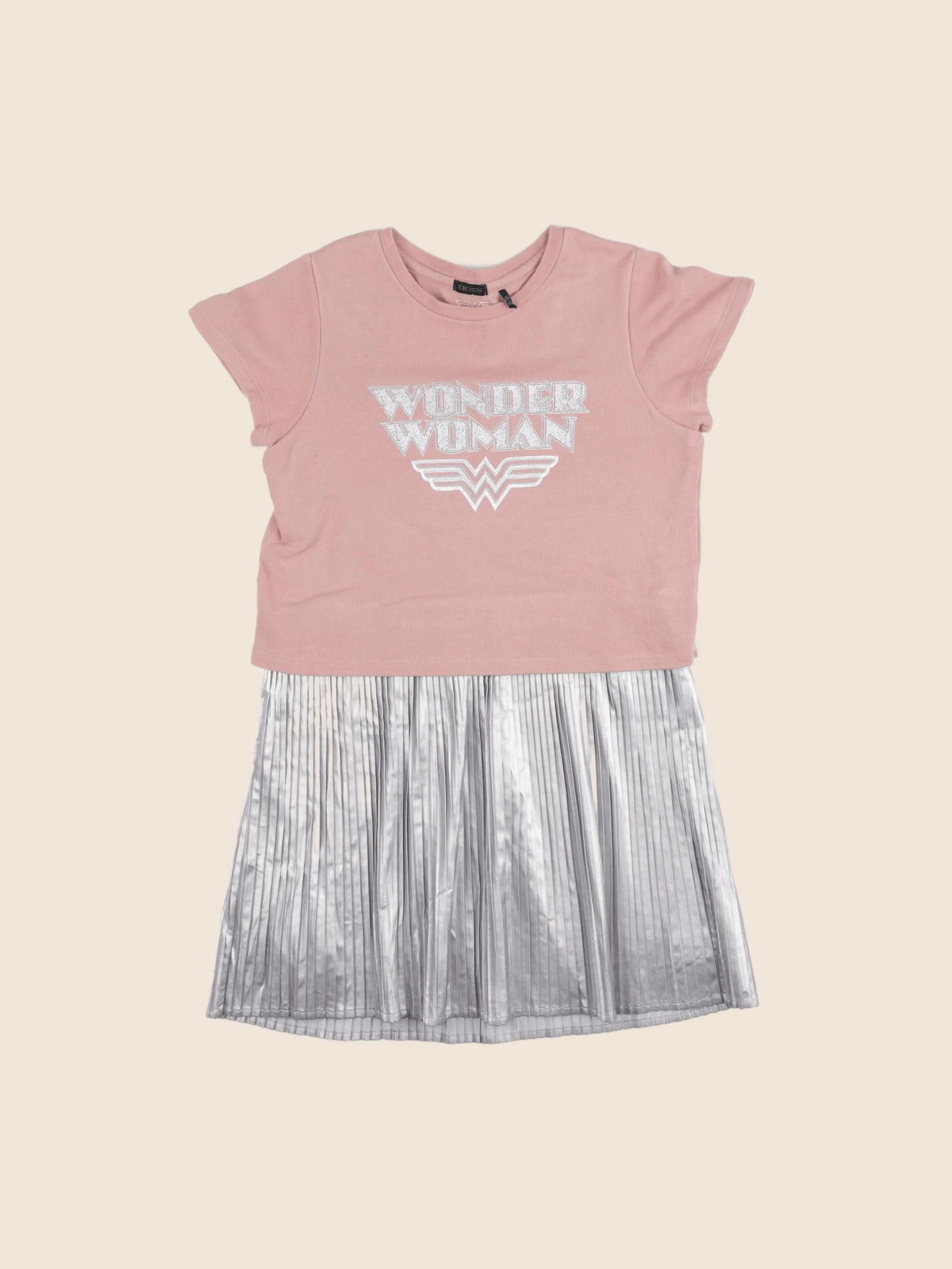 IKKS - robe argent, rose - 10 ans