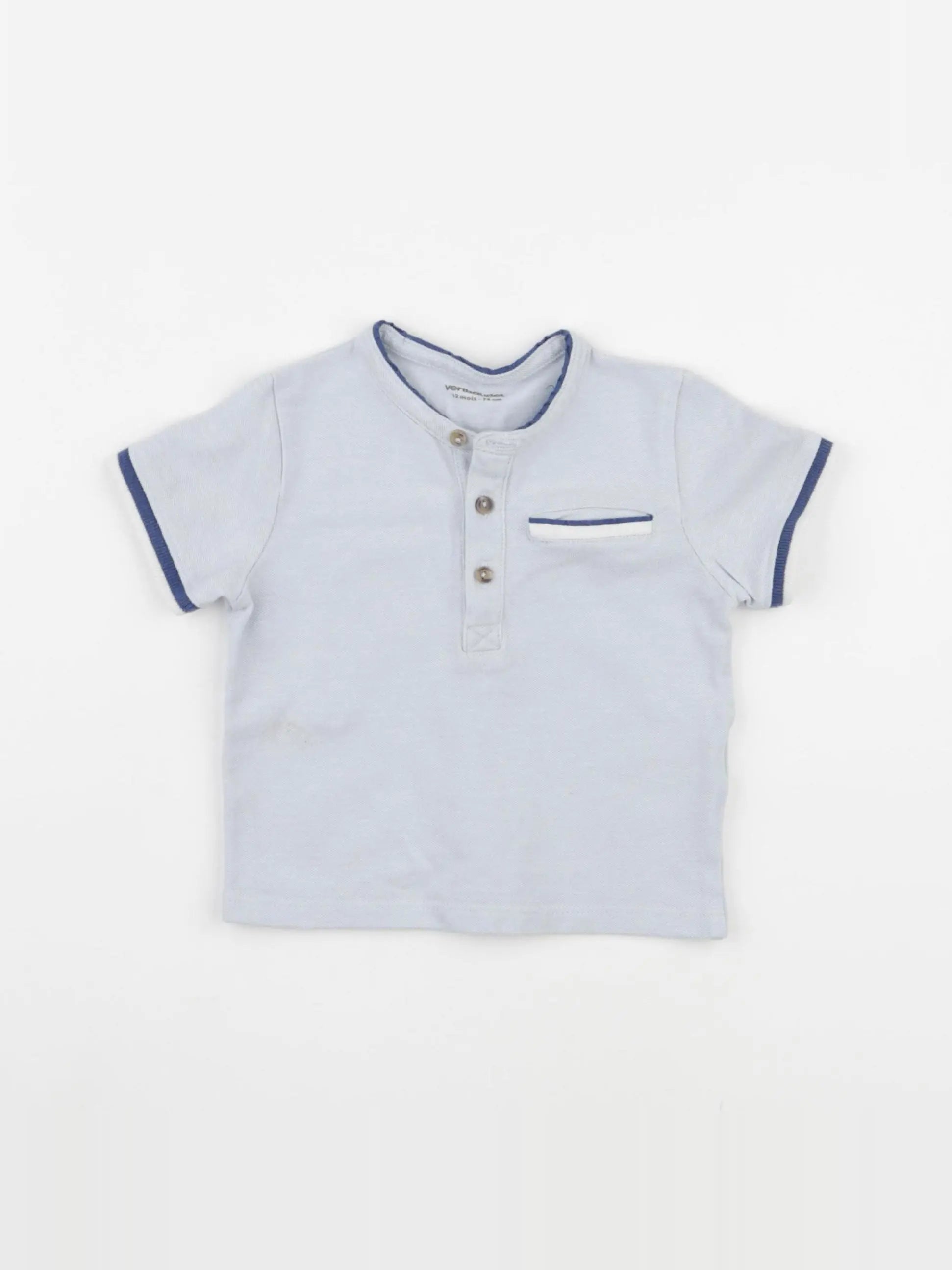 Vertbaudet - polo bleu - 12 mois