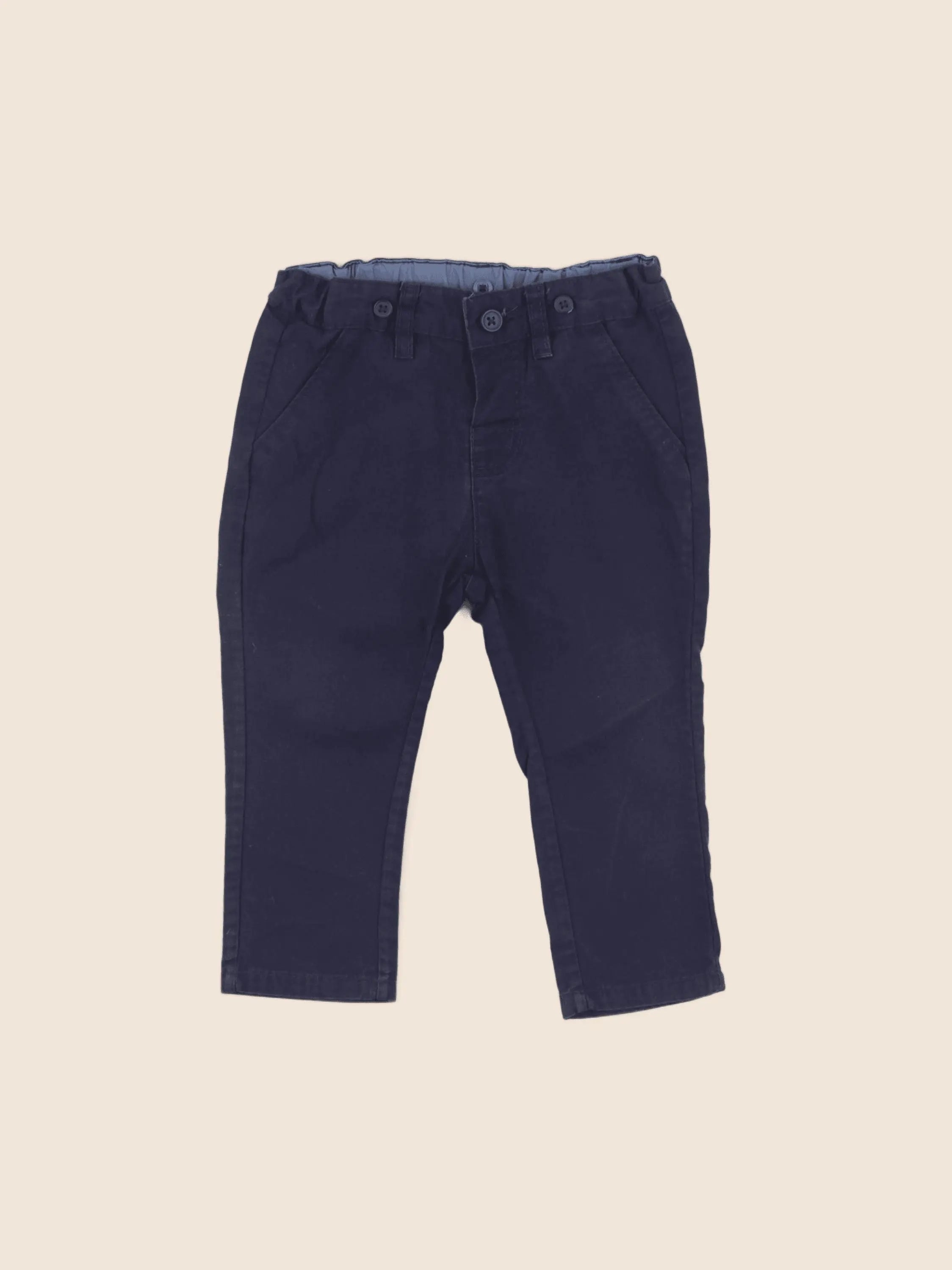 H&M - pantalon bleu - 12/18 mois