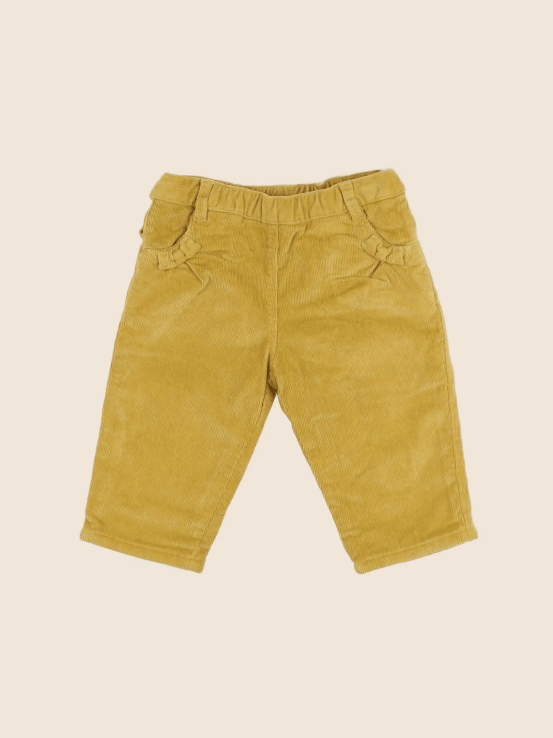 Petit Bateau - pantalon doublé jaune - 6 mois