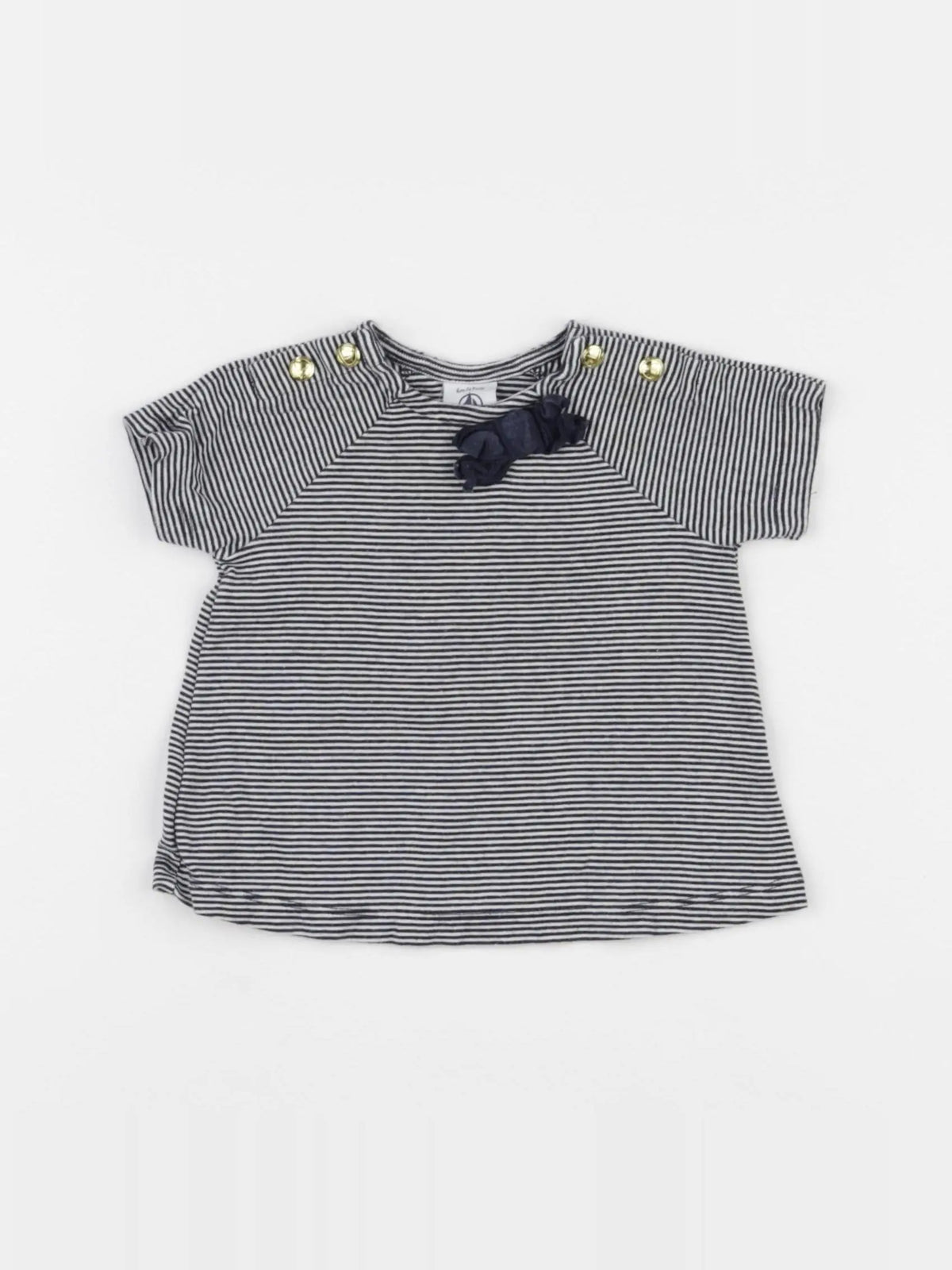 Petit Bateau - tee-shirt blanc, bleu - 6 mois