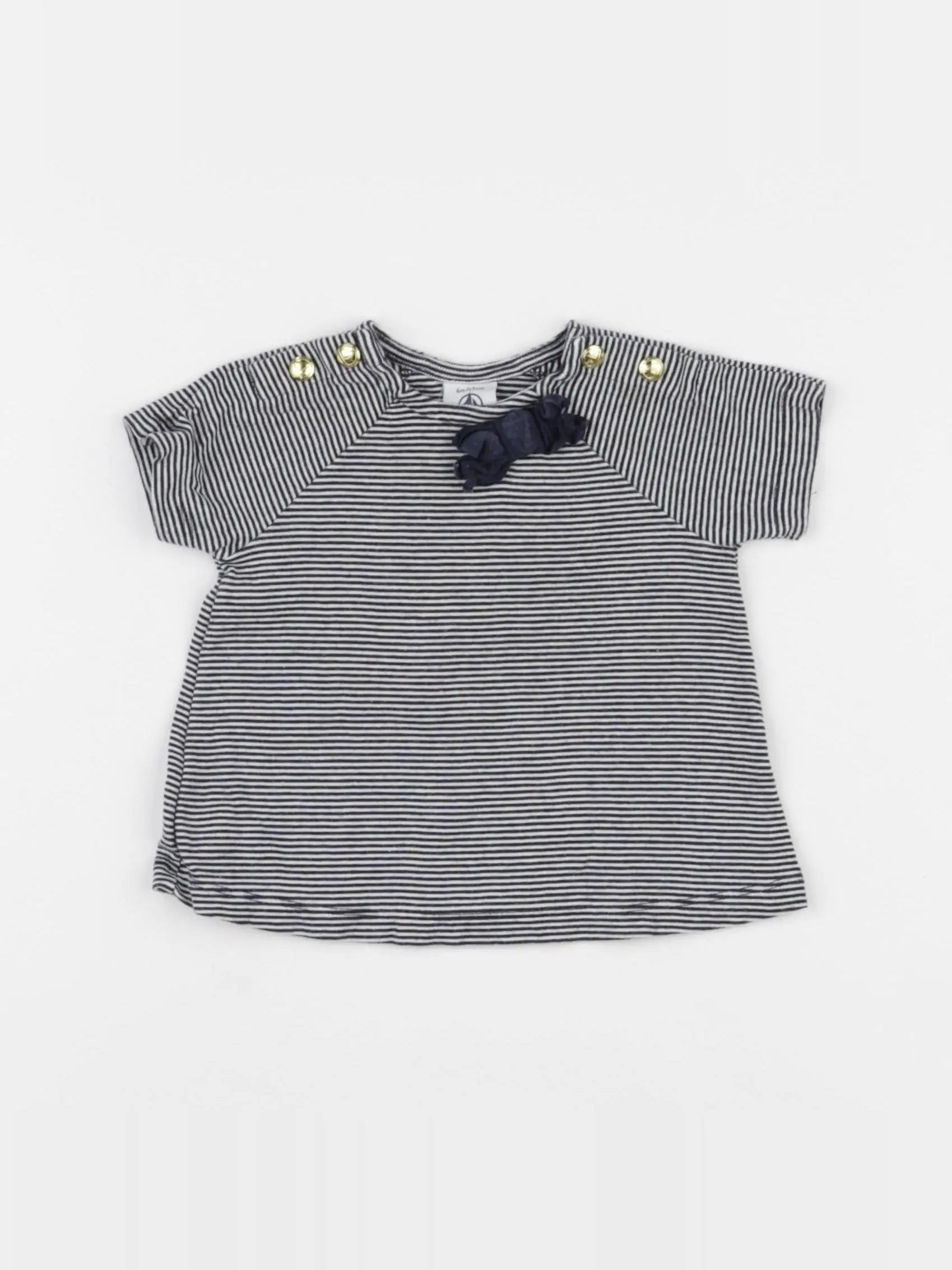 Petit Bateau - tee-shirt blanc, bleu - 6 mois