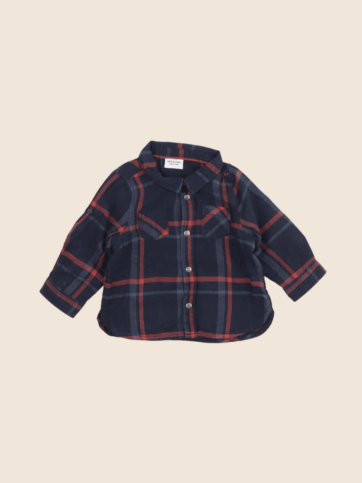 Tape à l'oeil - chemise bleu, rouge - 9 mois