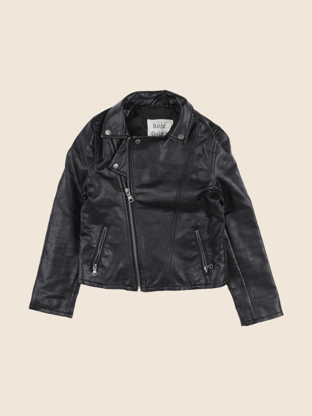 Vertbaudet - veste simili cuir noir - 8 ans