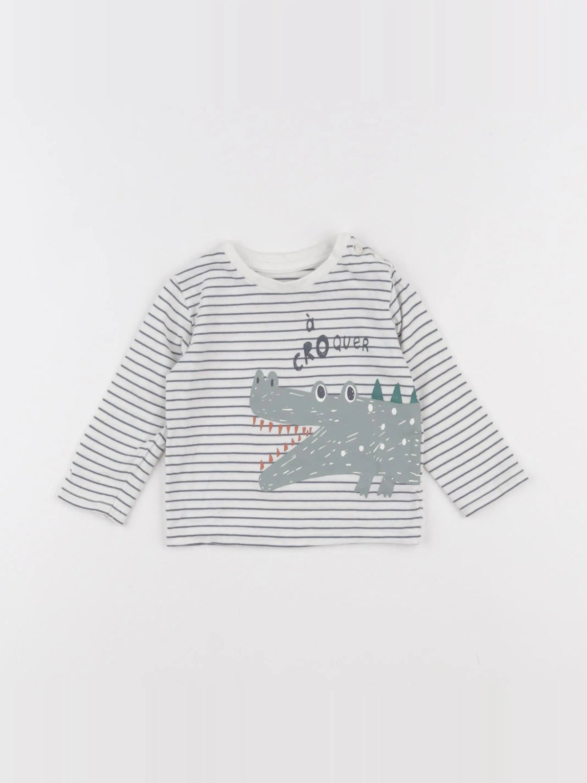 Vertbaudet - tee-shirt blanc, bleu - 6 mois