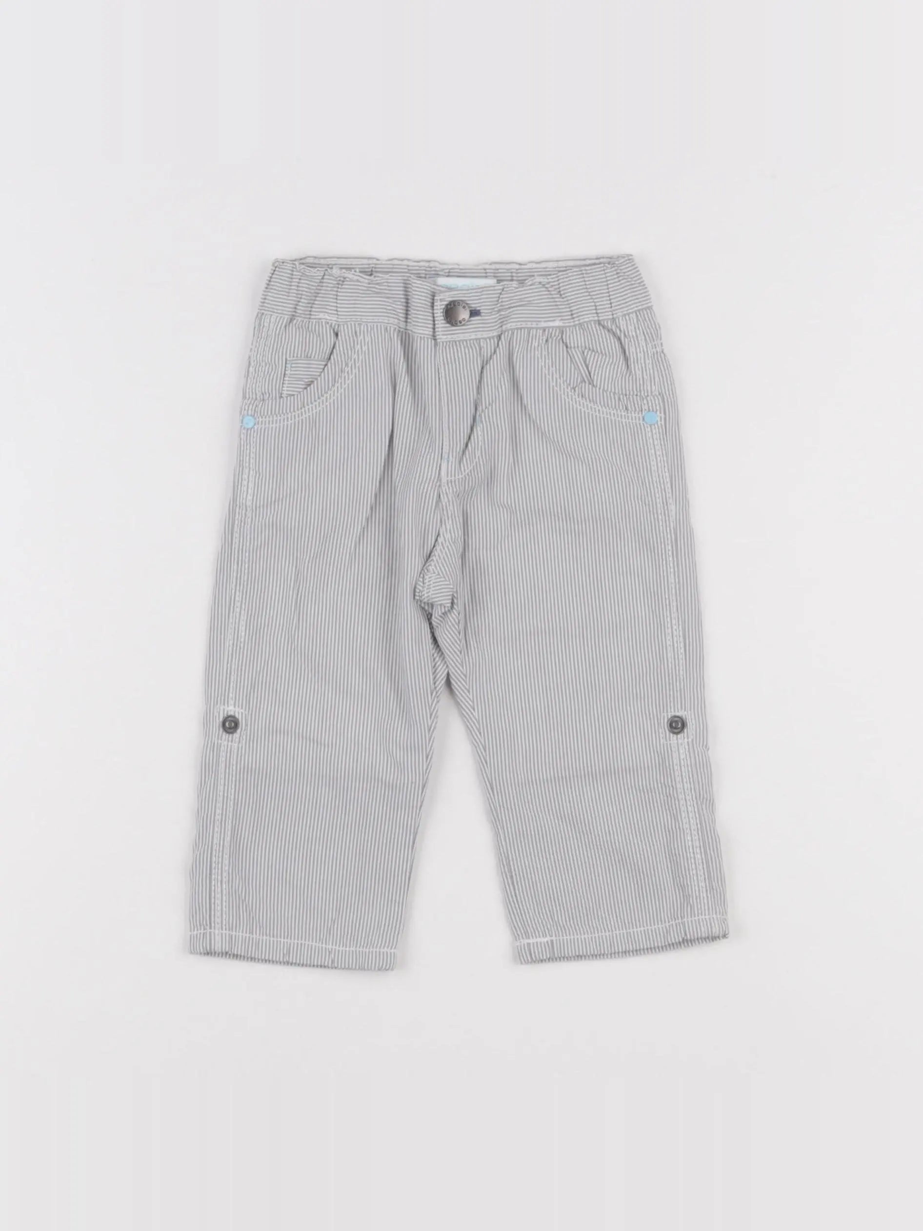 Obaïbi - pantalon blanc, gris - 6 mois