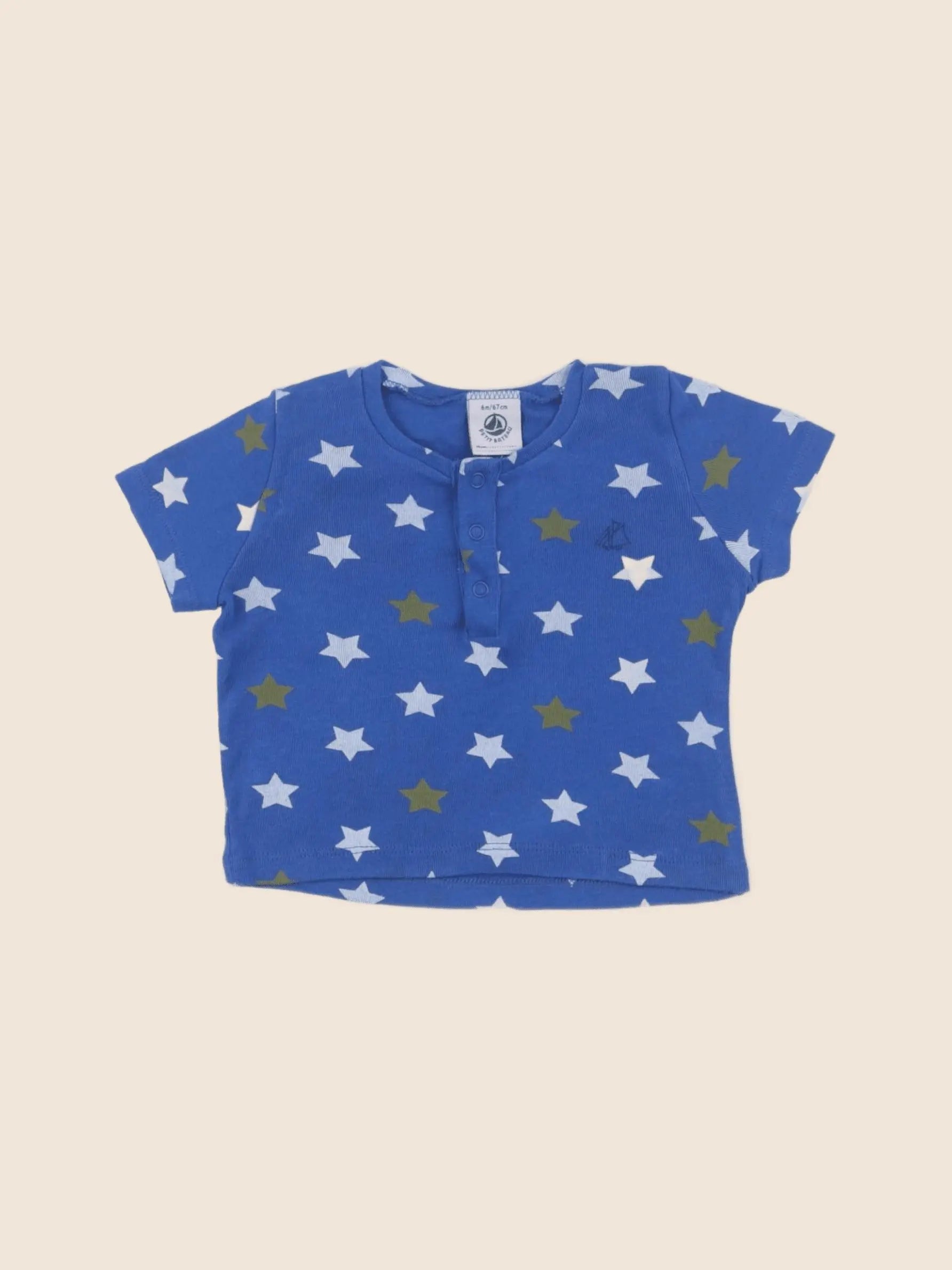 Petit Bateau - tee-shirt bleu - 6 mois