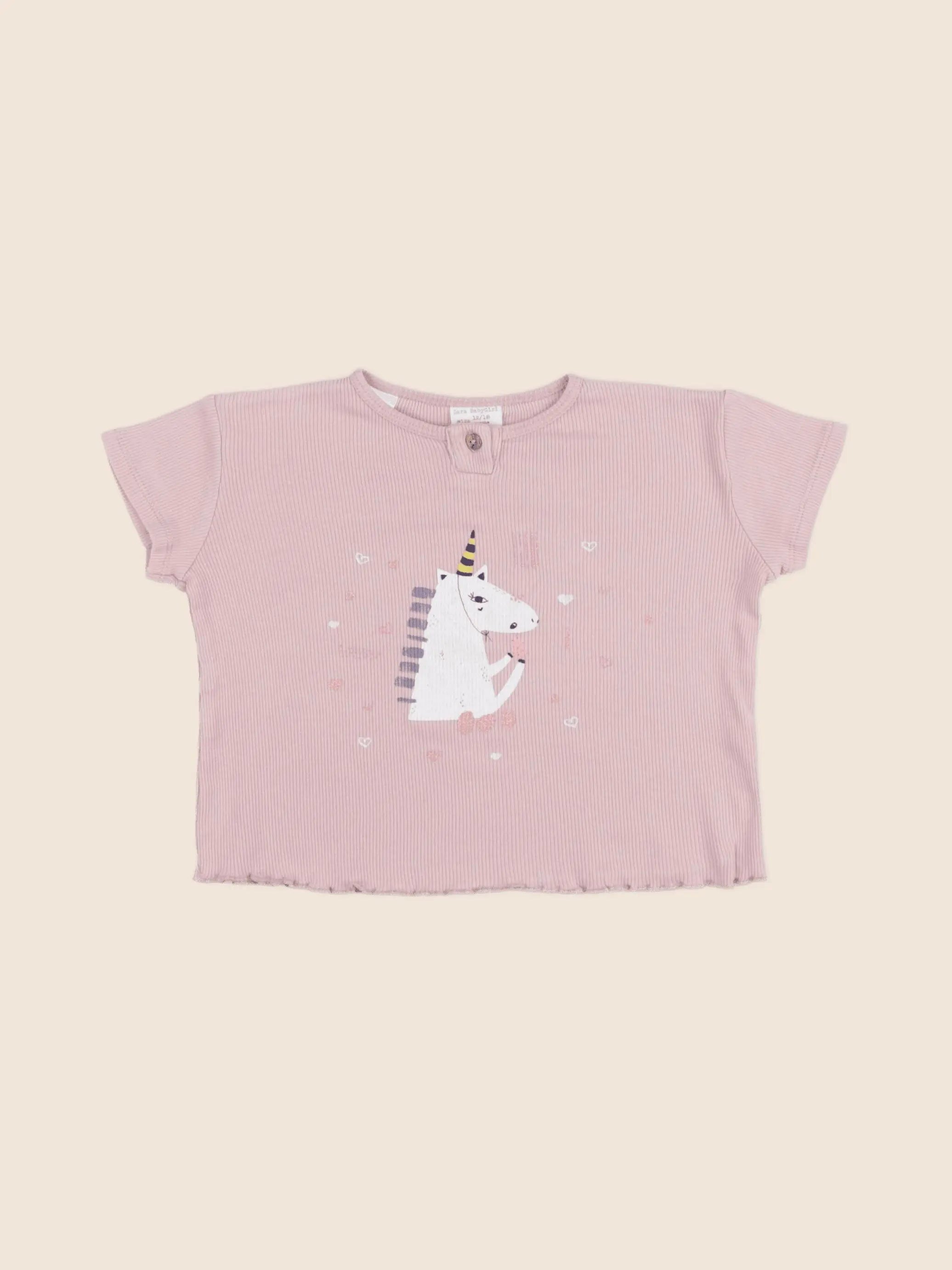 Zara - tee-shirt rose - 12/18 mois