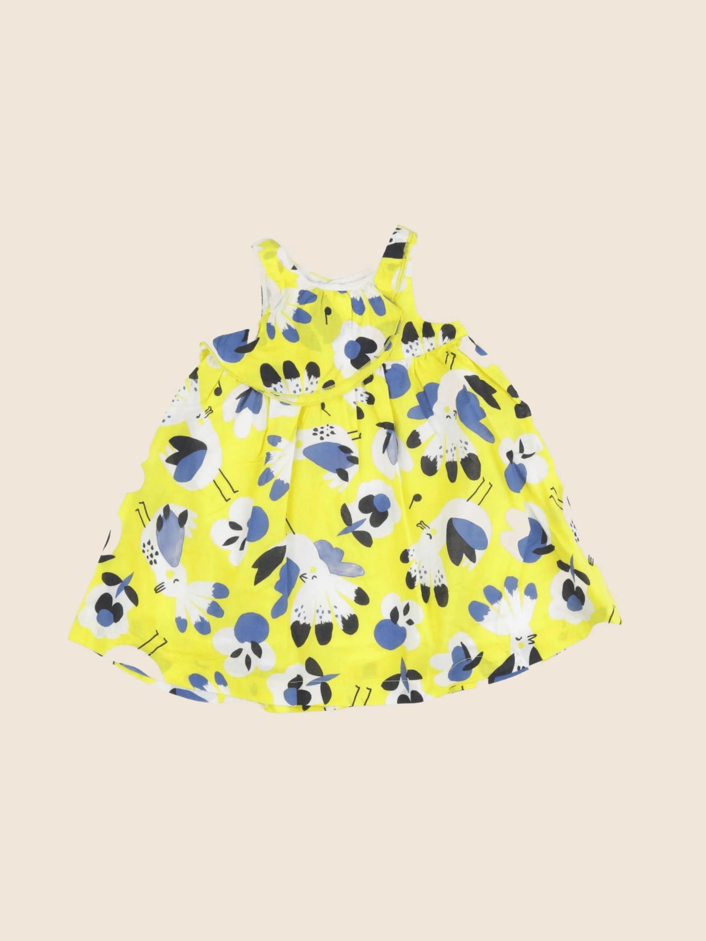 Catimini - robe jaune, bleu - 12 mois