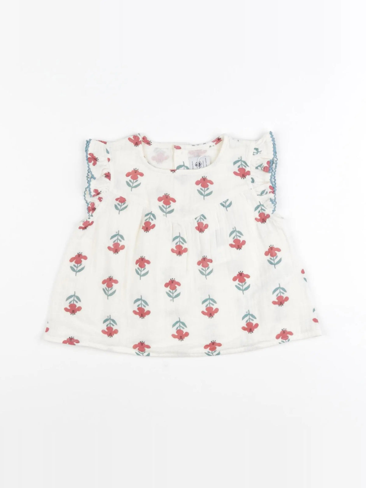Petit Bateau - blouse beige, rouge - 6 mois