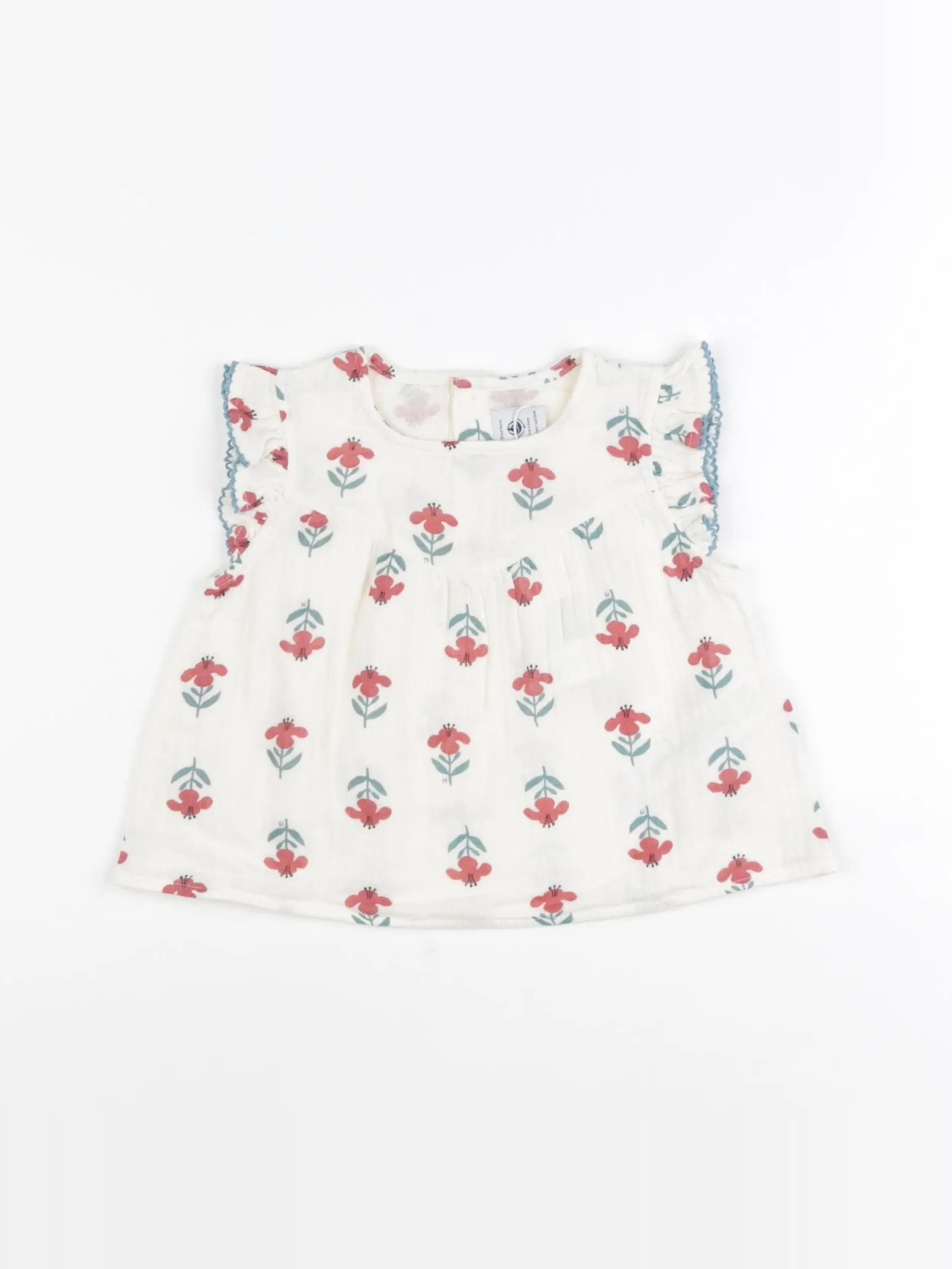 Petit Bateau - blouse beige, rouge - 6 mois