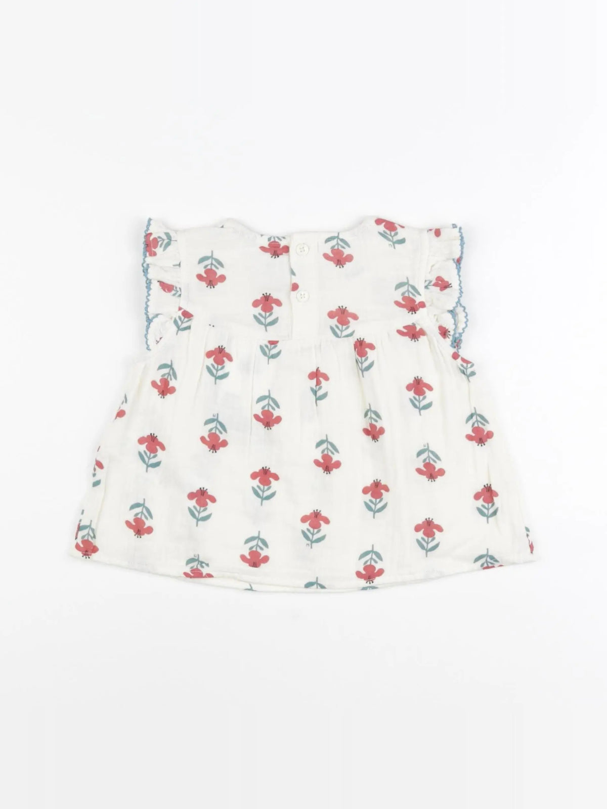 Petit Bateau - blouse beige, rouge - 6 mois