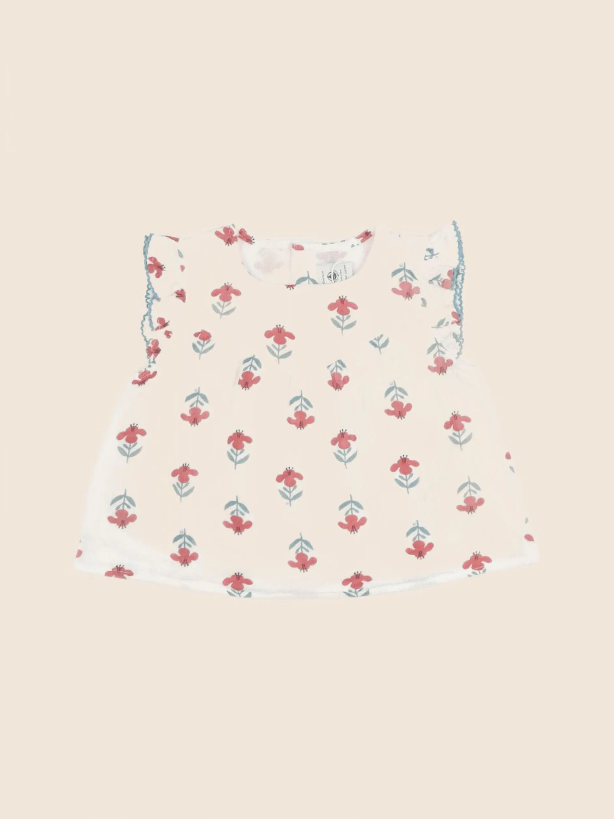 Petit Bateau - blouse beige, rouge - 6 mois