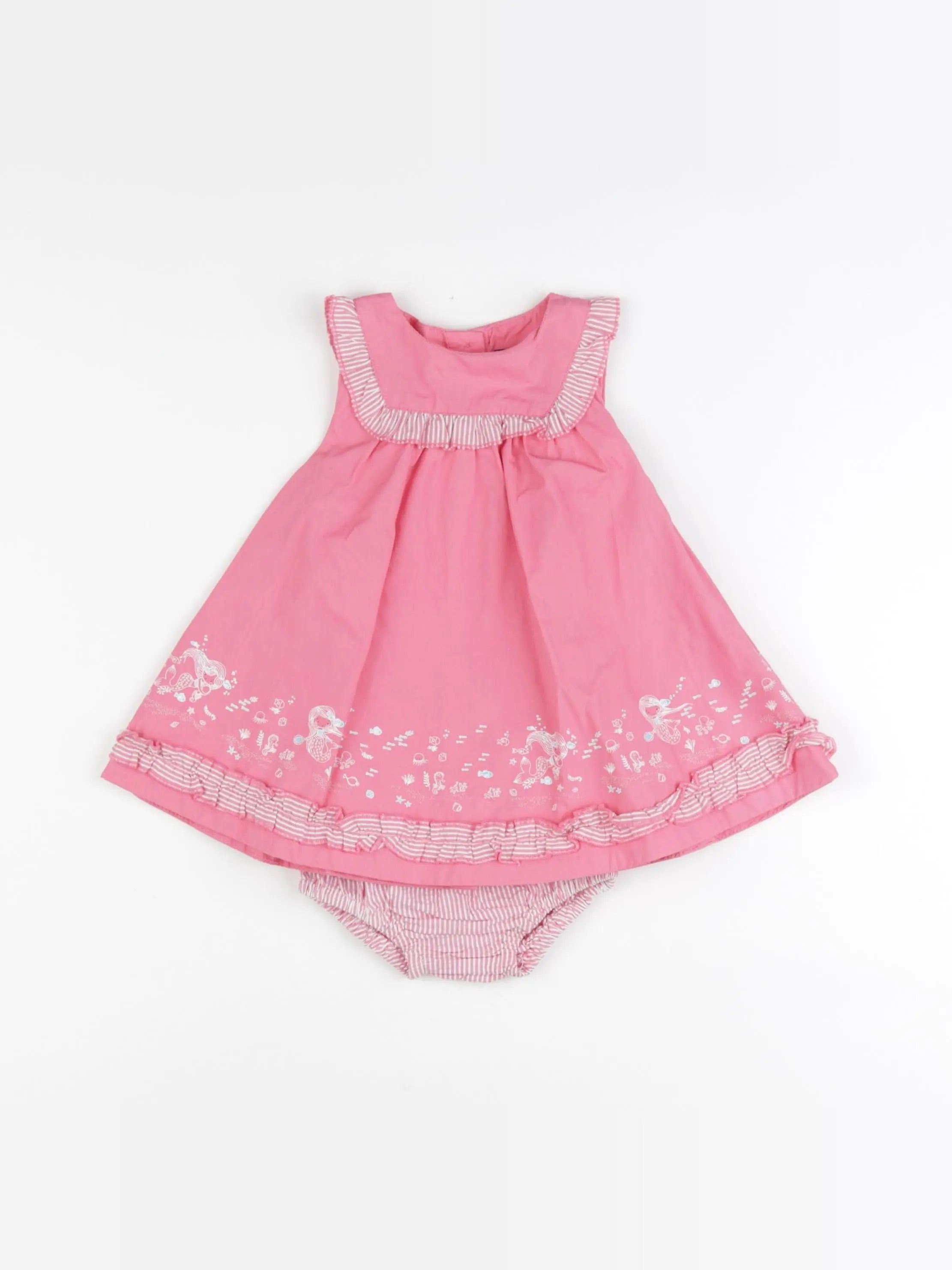 Sergent Major - robe rose, blanc - 6 mois