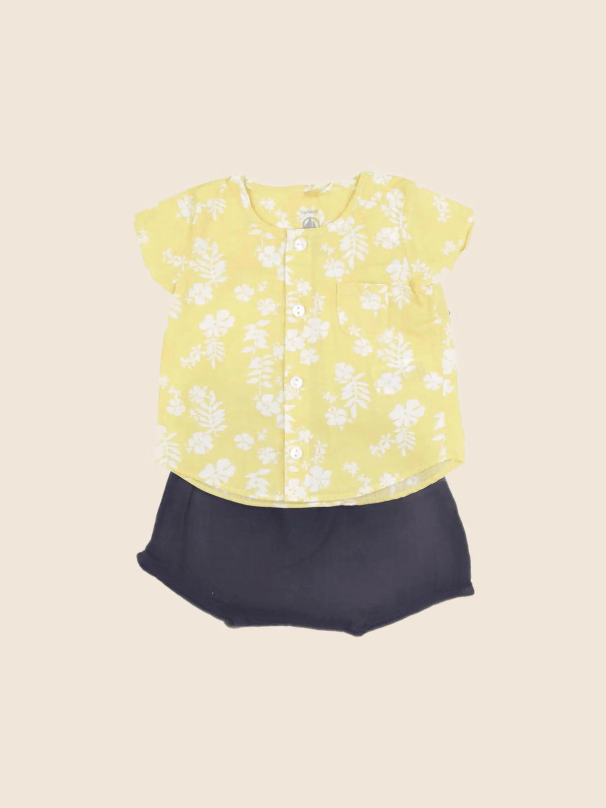 Petit Bateau - ensemble jaune, bleu - 3 mois