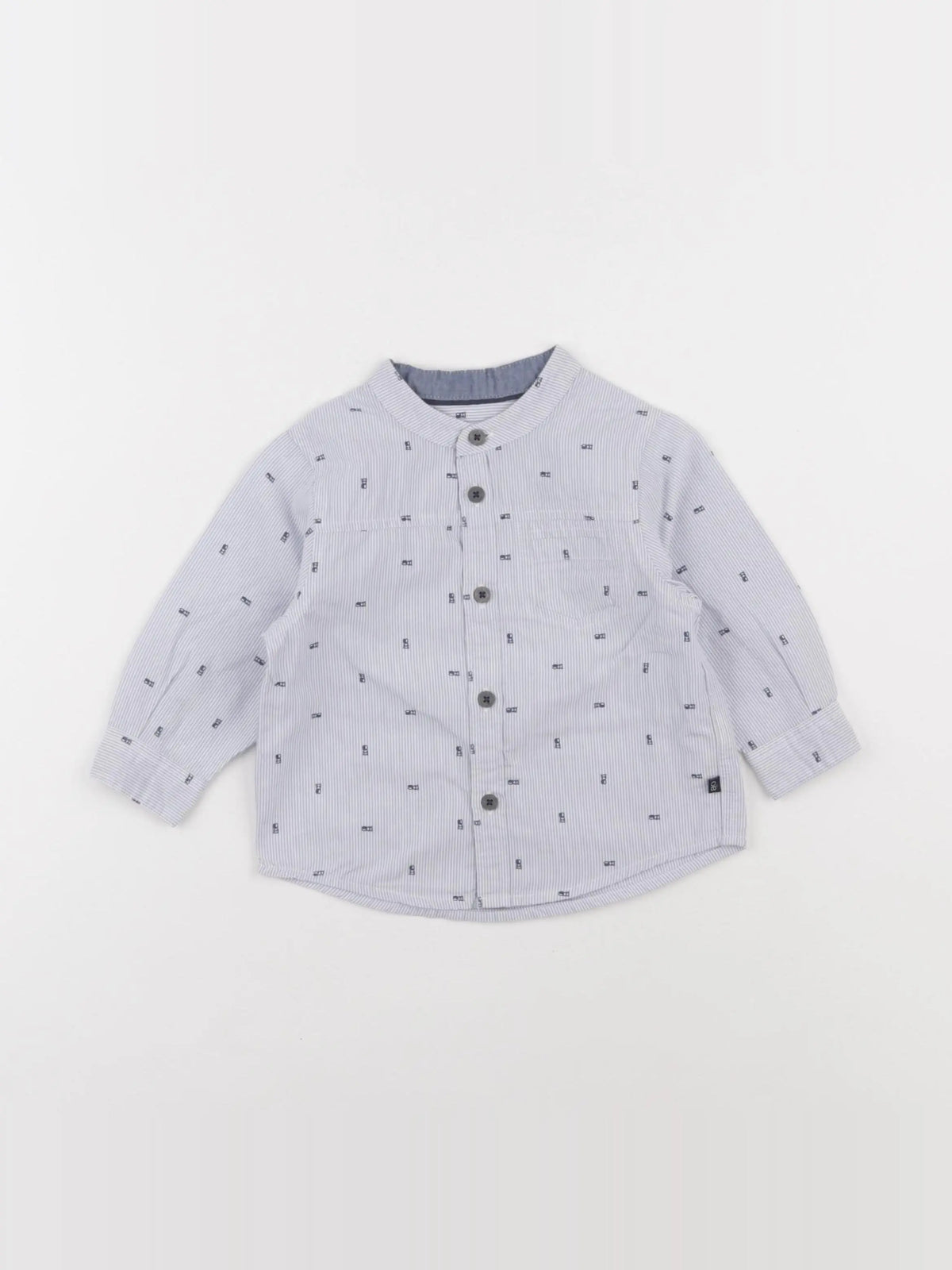Obaïbi - chemise bleu, blanc - 12 mois