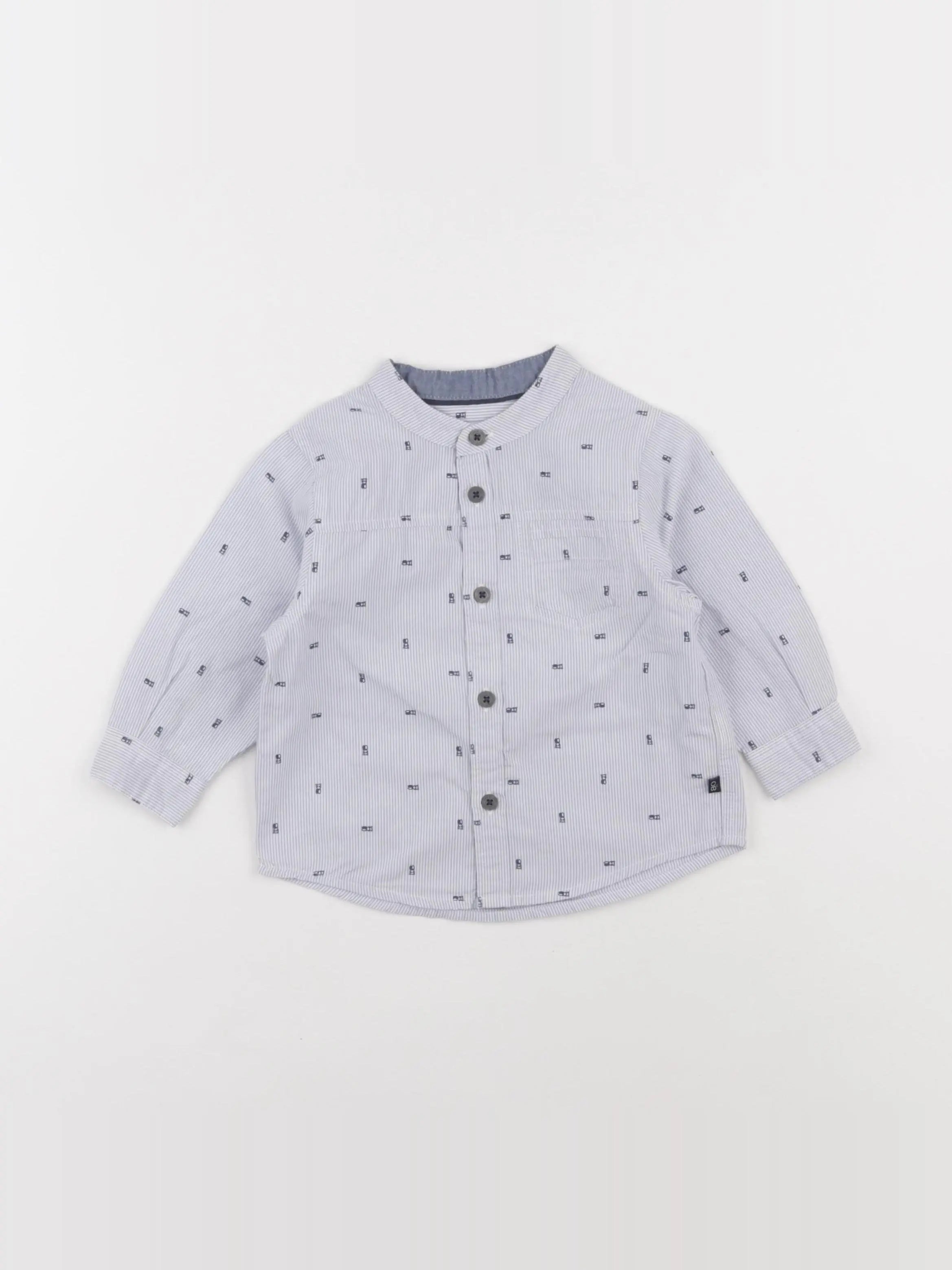 Obaïbi - chemise bleu, blanc - 12 mois