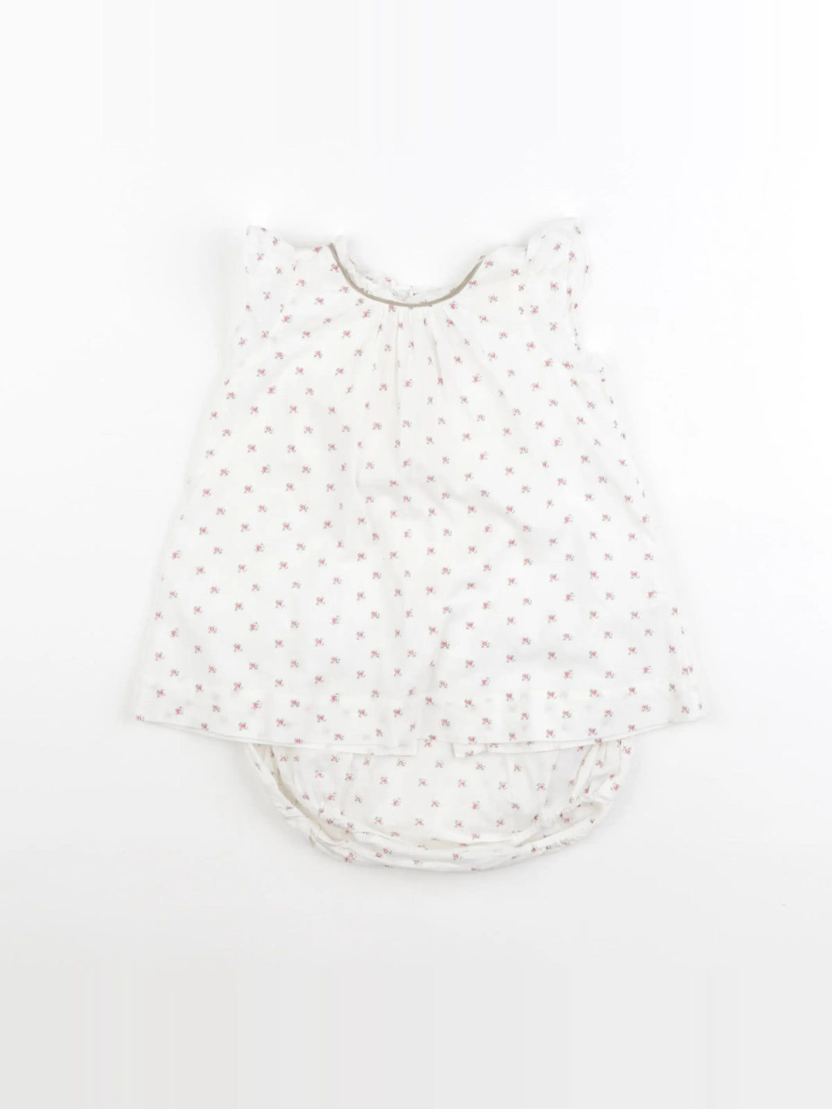 Bonpoint - robe blanc, rose - 6 mois