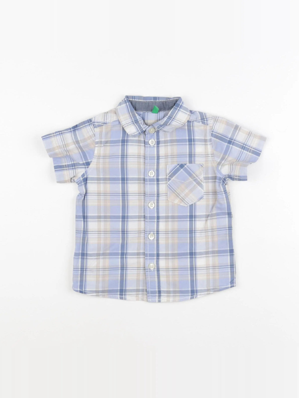 Benetton - chemise imprimé au dos bleu - 1 an
