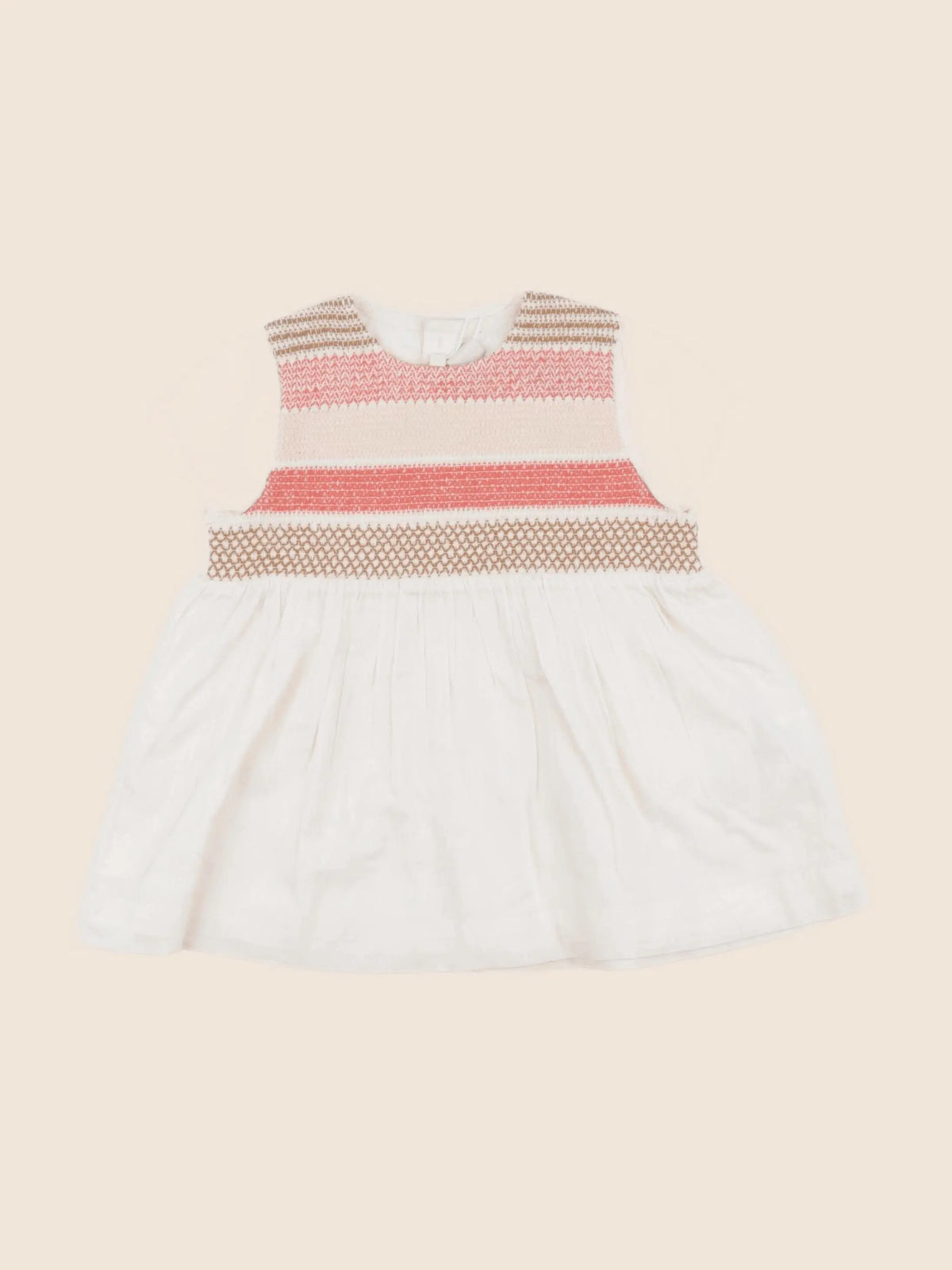 Petit Bateau - robe beige, rose - 12 mois