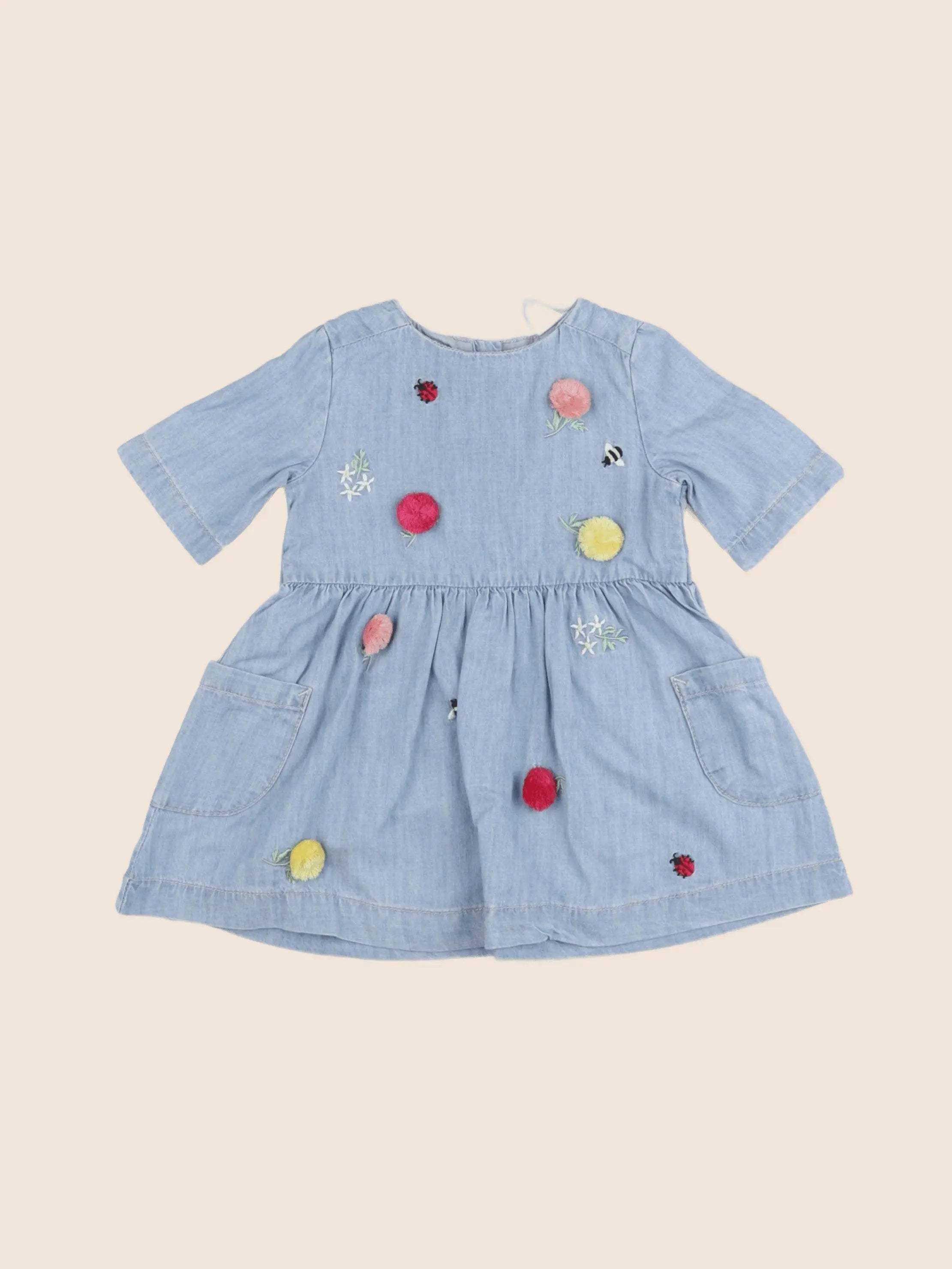 H&M - robe bleu - 6/9 mois