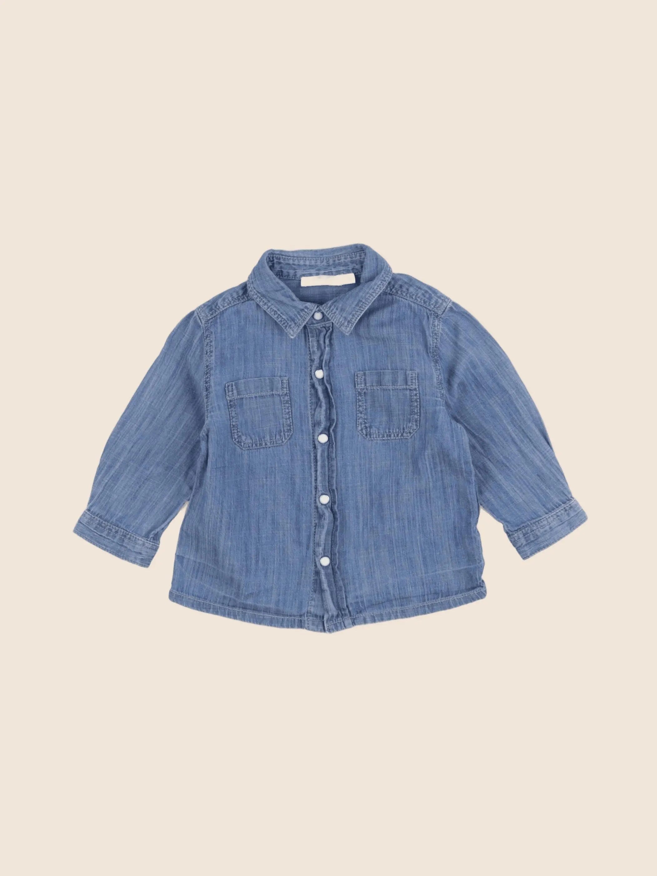 Boutchou - chemise bleu - 9 mois