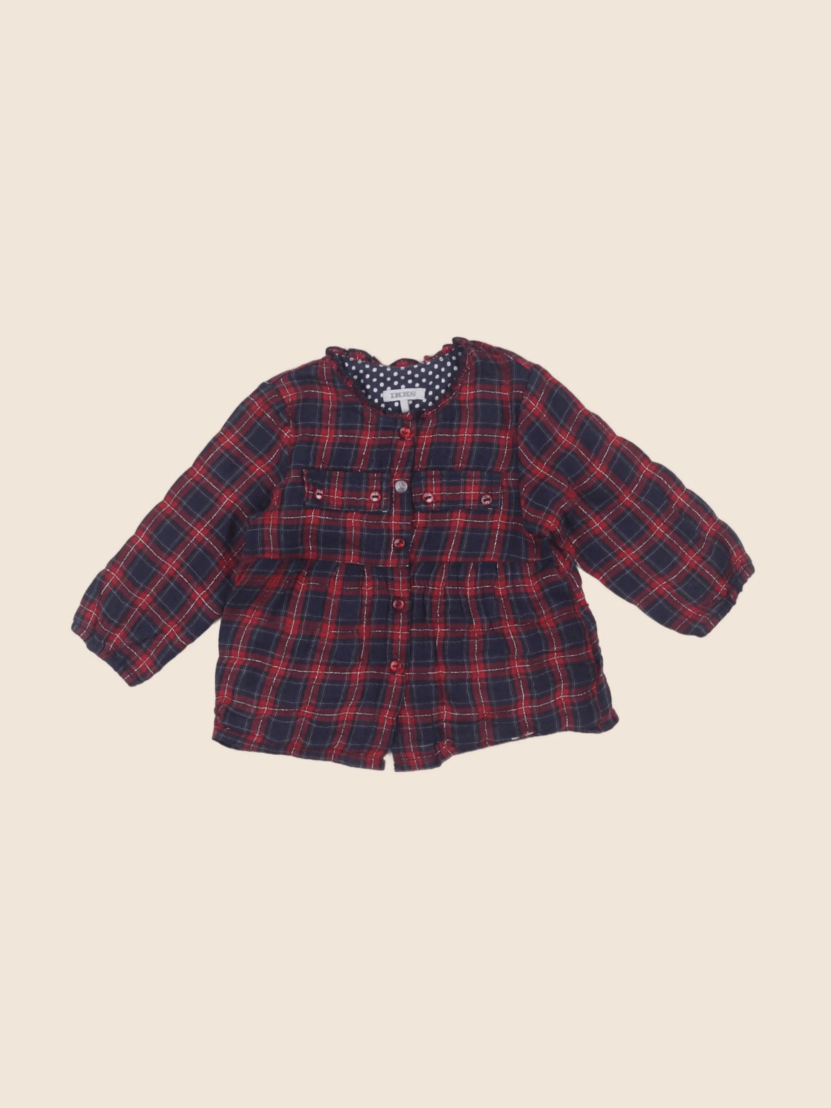 IKKS - blouse bleu, rouge, argent - 12 mois