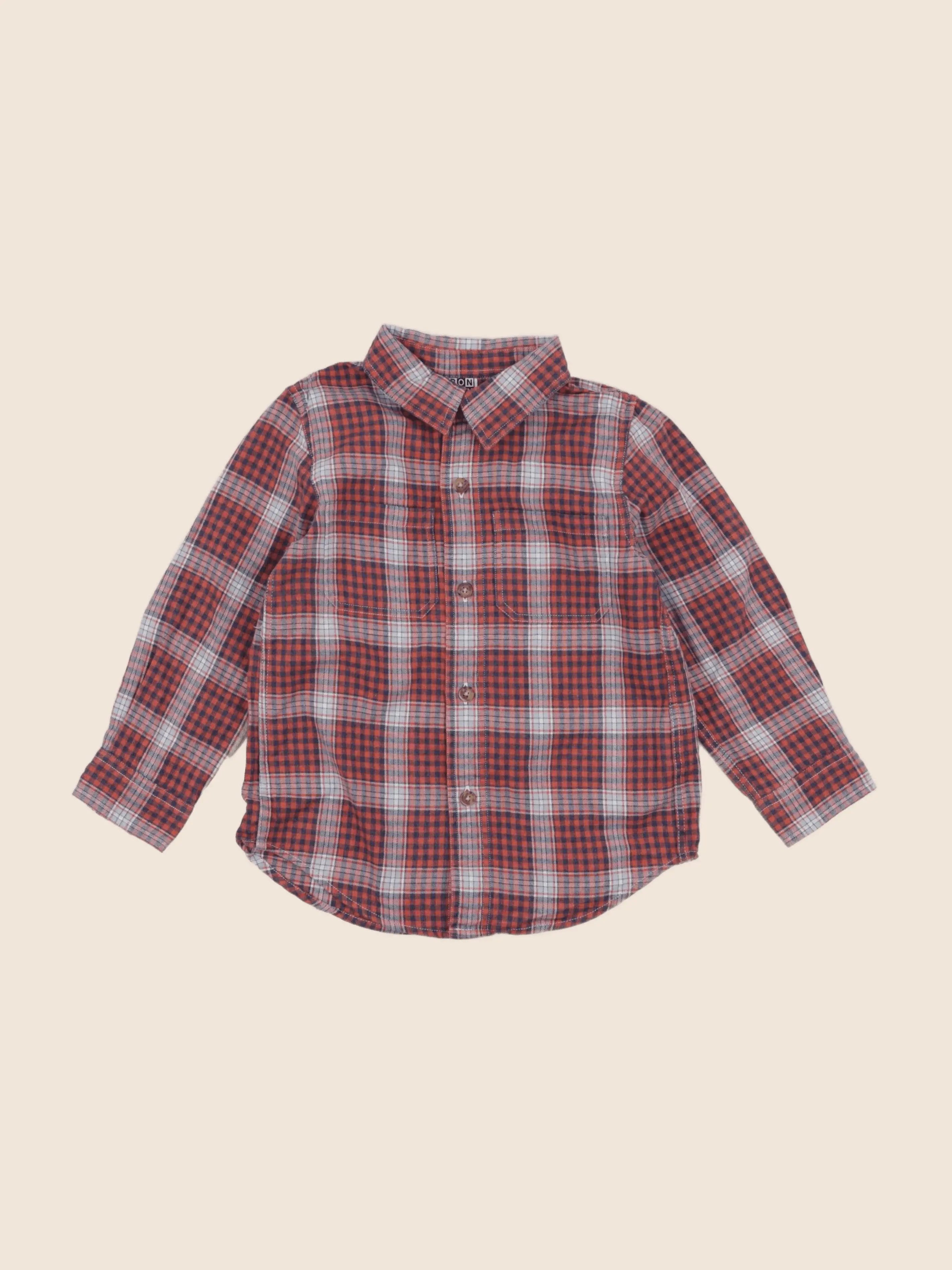 Bonton - chemise orange, bleu - 4 ans