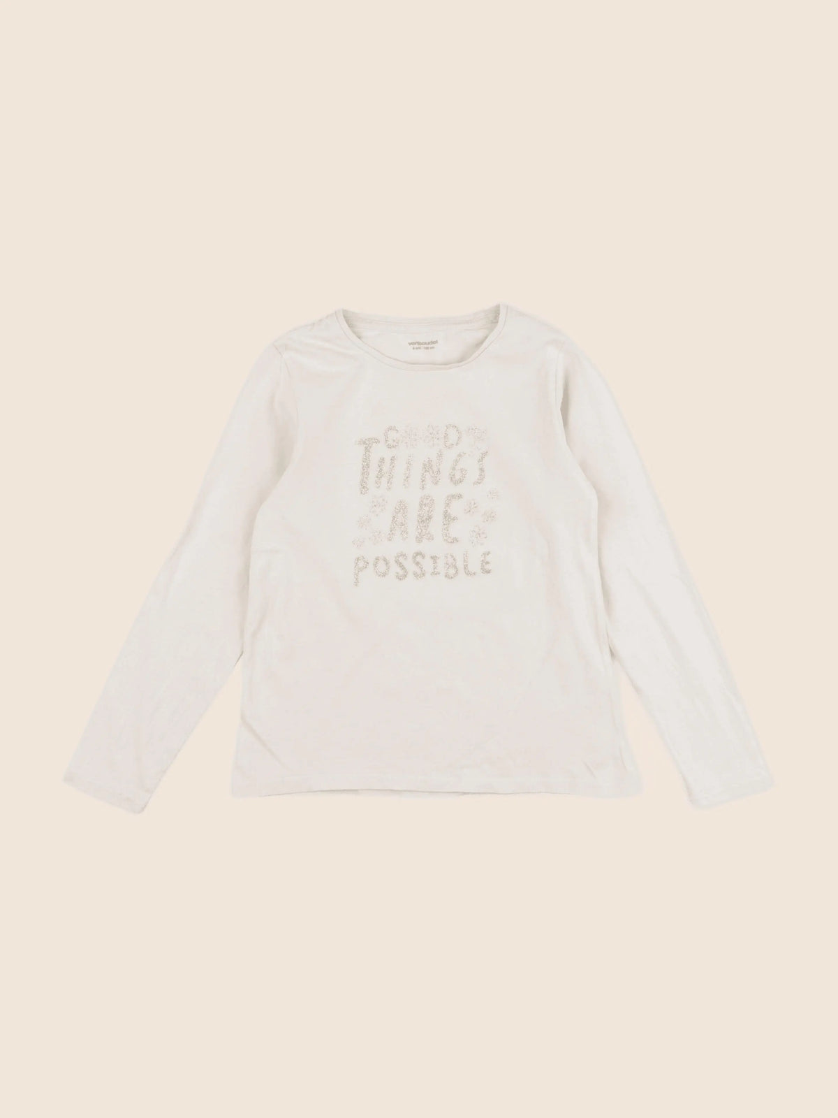 Vertbaudet - tee-shirt beige - 8 ans