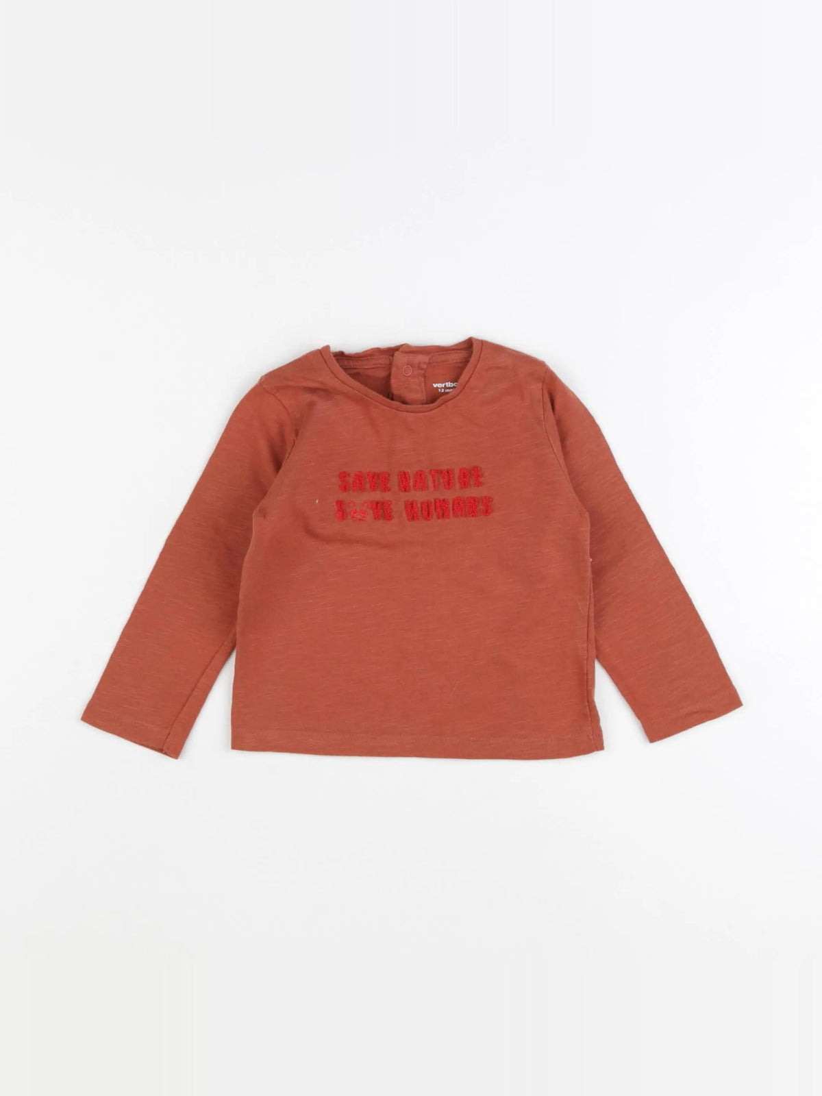 Vertbaudet - tee-shirt marron - 12 mois