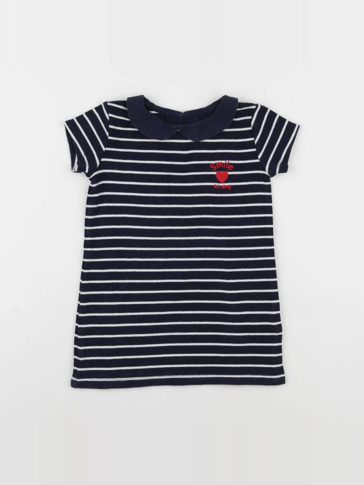 Vertbaudet - robe bleu, blanc - 2 ans