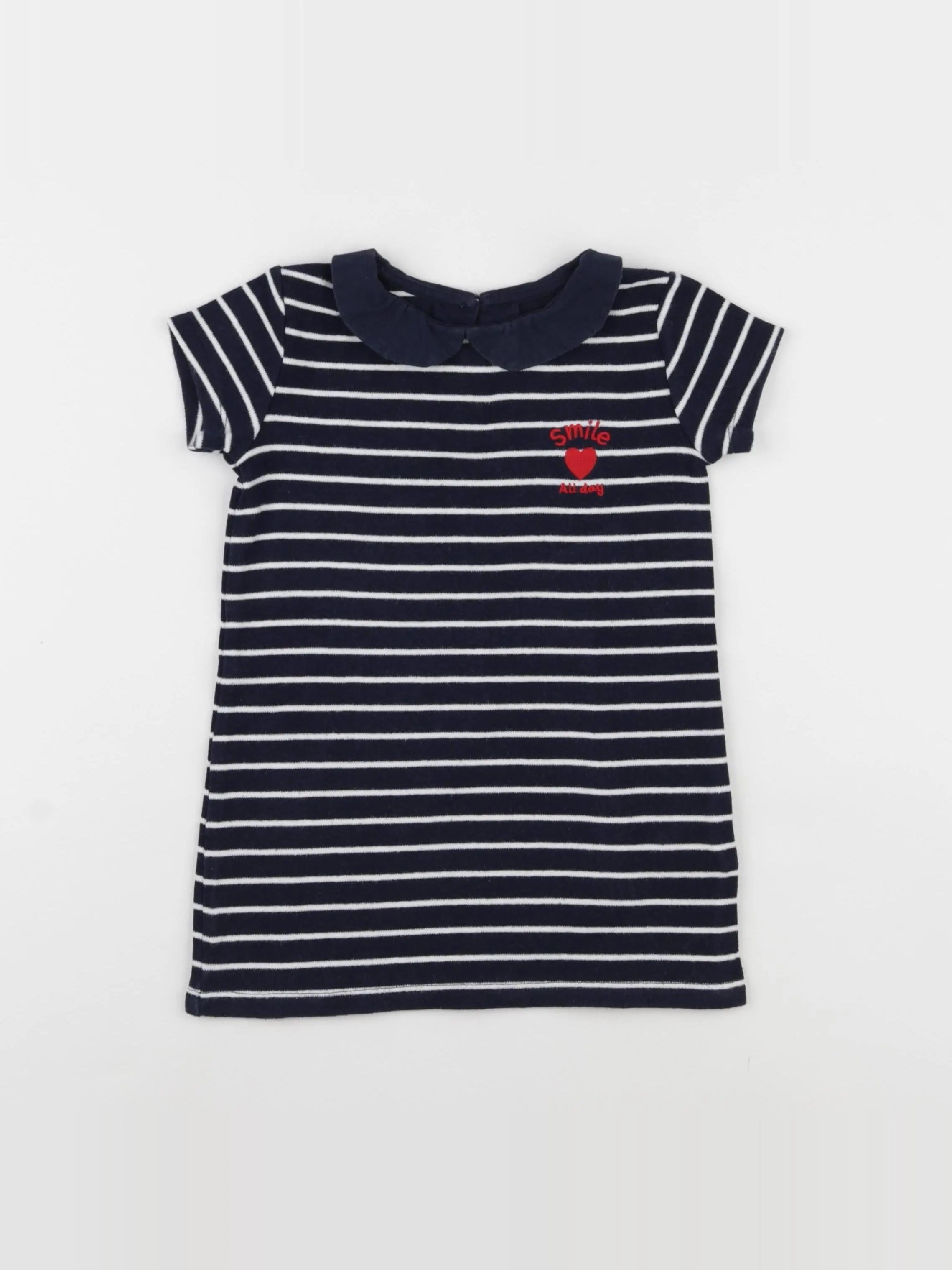 Vertbaudet - robe bleu, blanc - 2 ans