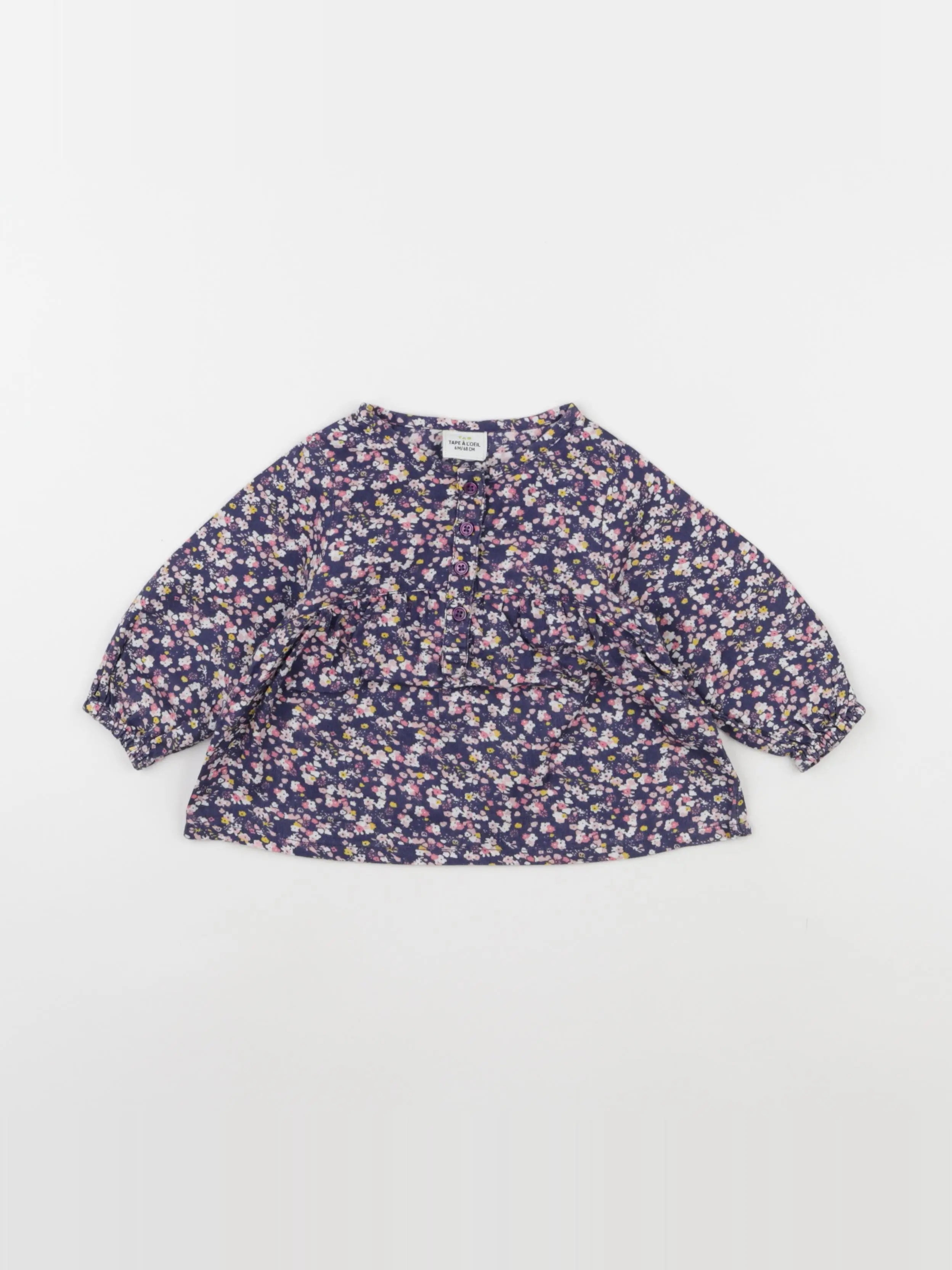 Tape à l'oeil - tee-shirt bleu, rose - 6 mois