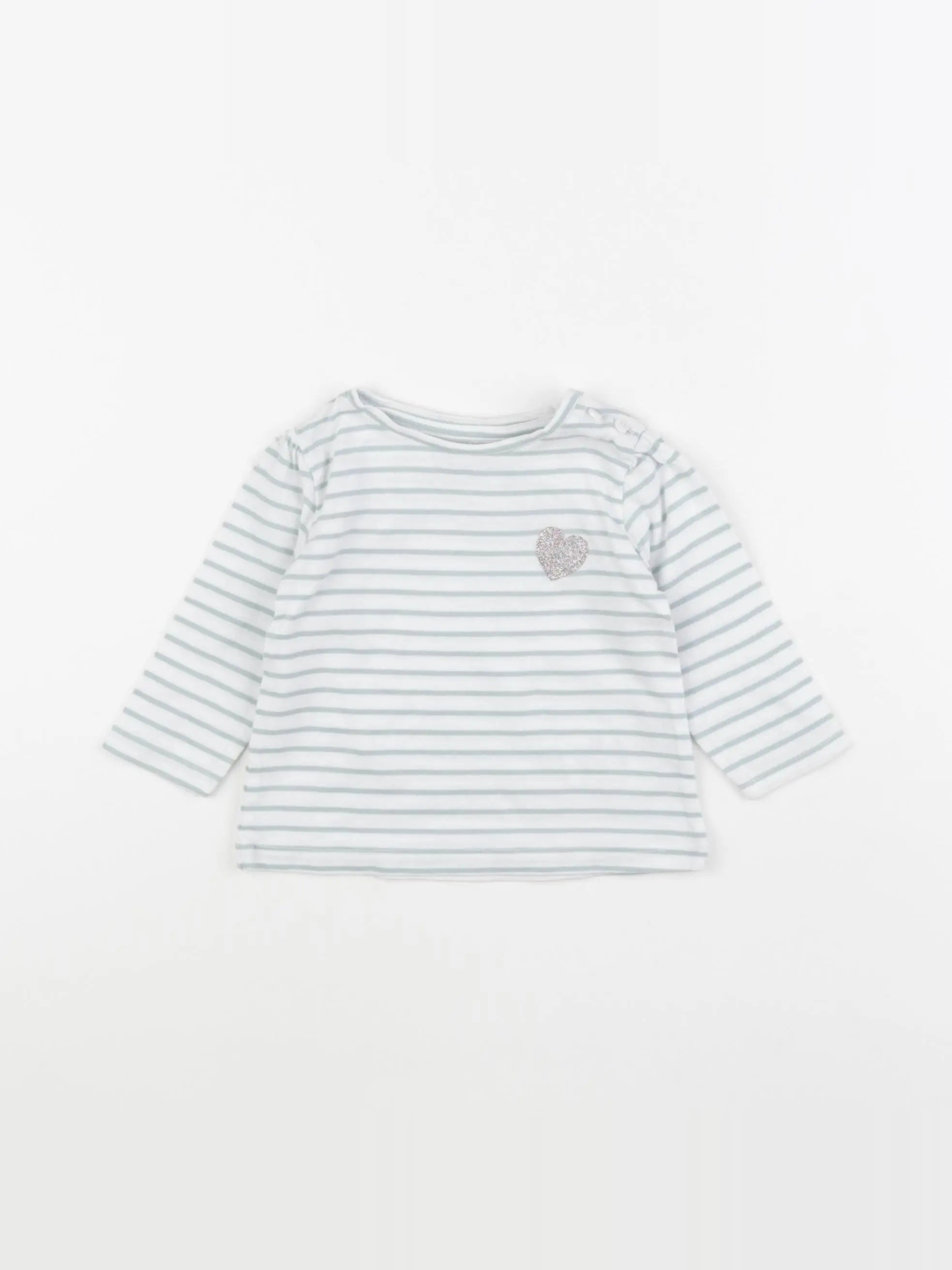 Vertbaudet - tee-shirt blanc, vert - 6 mois