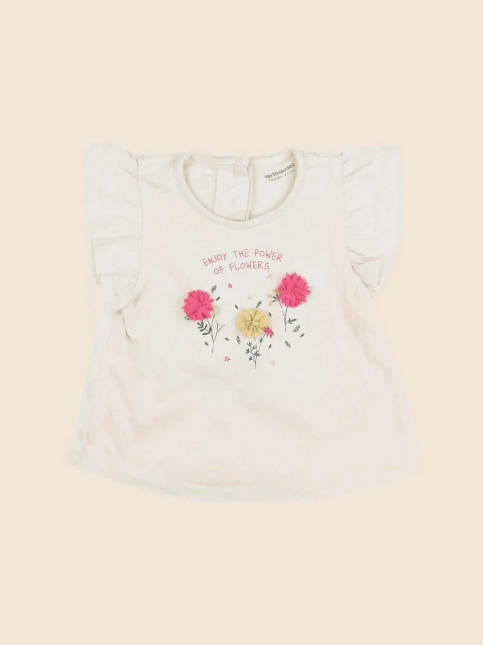 Vertbaudet - tee-shirt beige - 12 mois