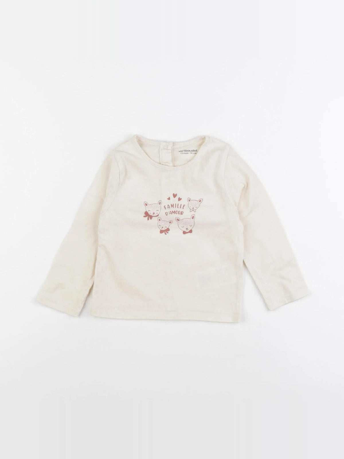 Vertbaudet - tee-shirt beige - 12 mois