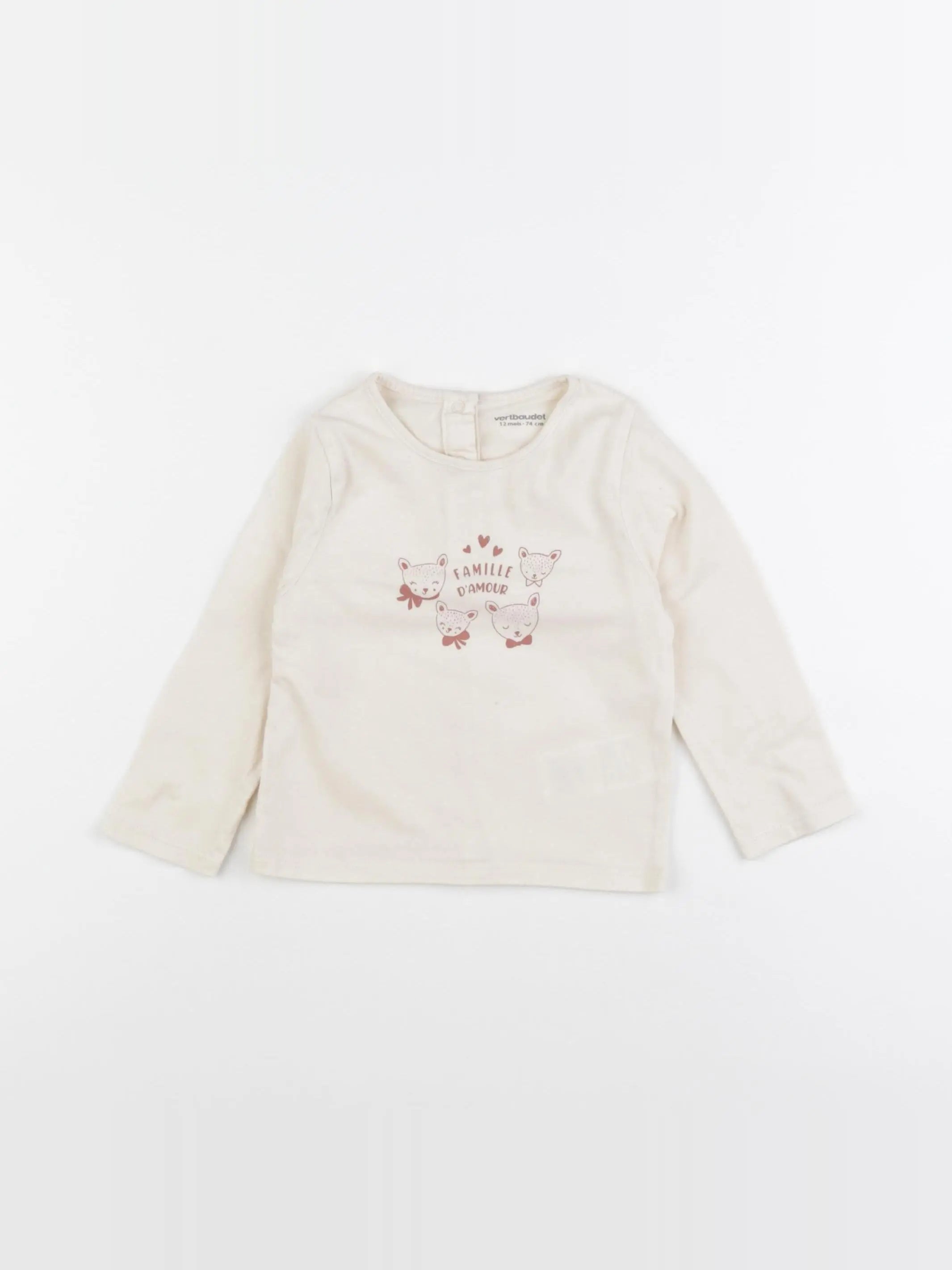 Vertbaudet - tee-shirt beige - 12 mois