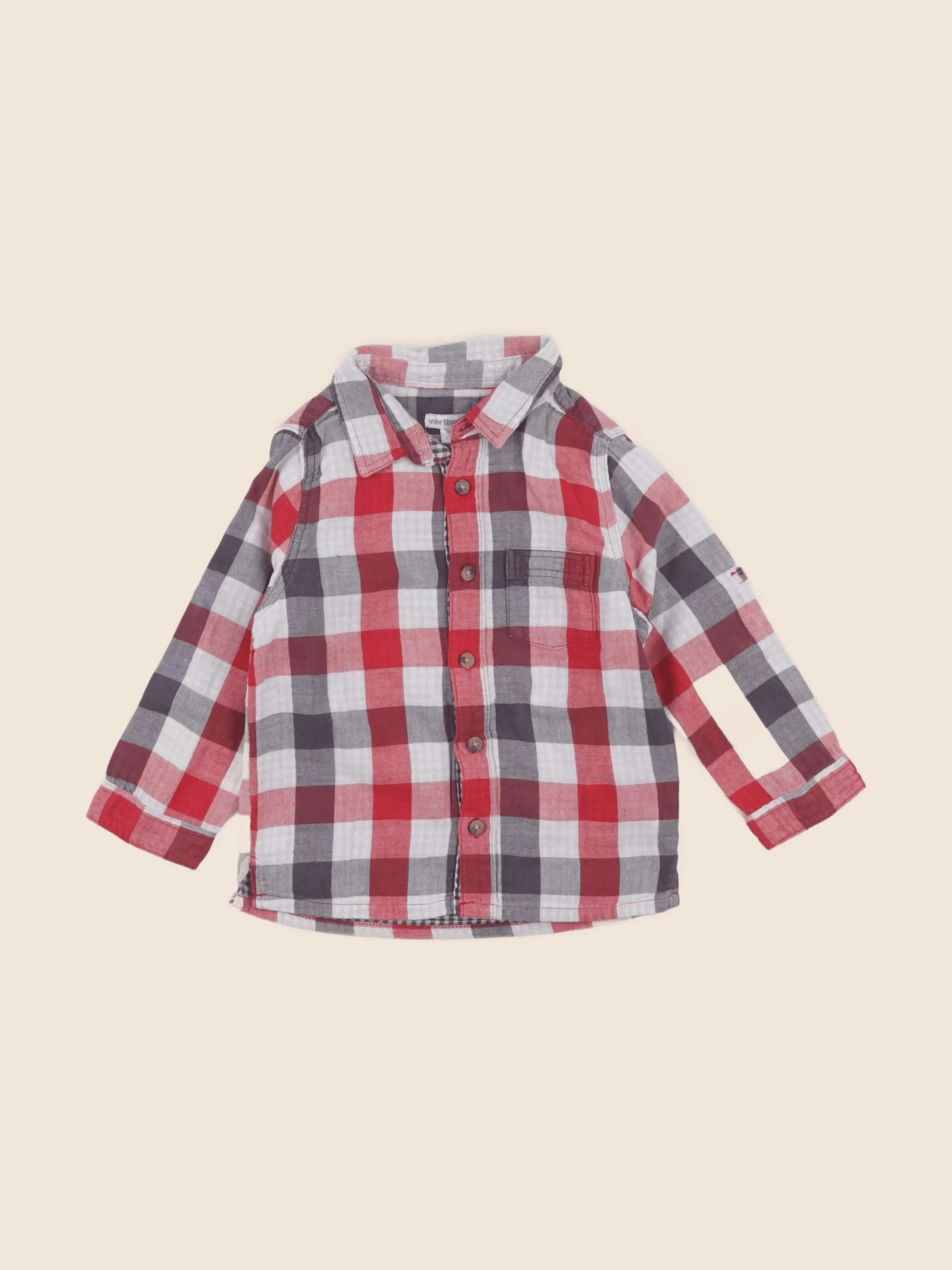 Vertbaudet - chemise rouge - 24 mois