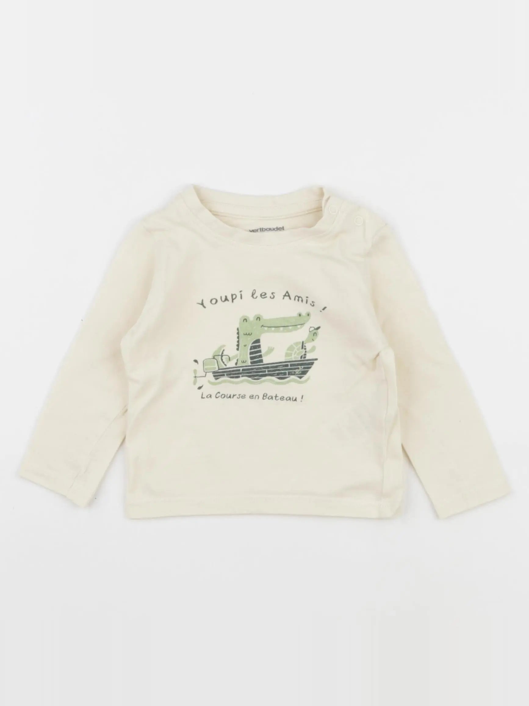 Vertbaudet - tee-shirt beige - 6 mois