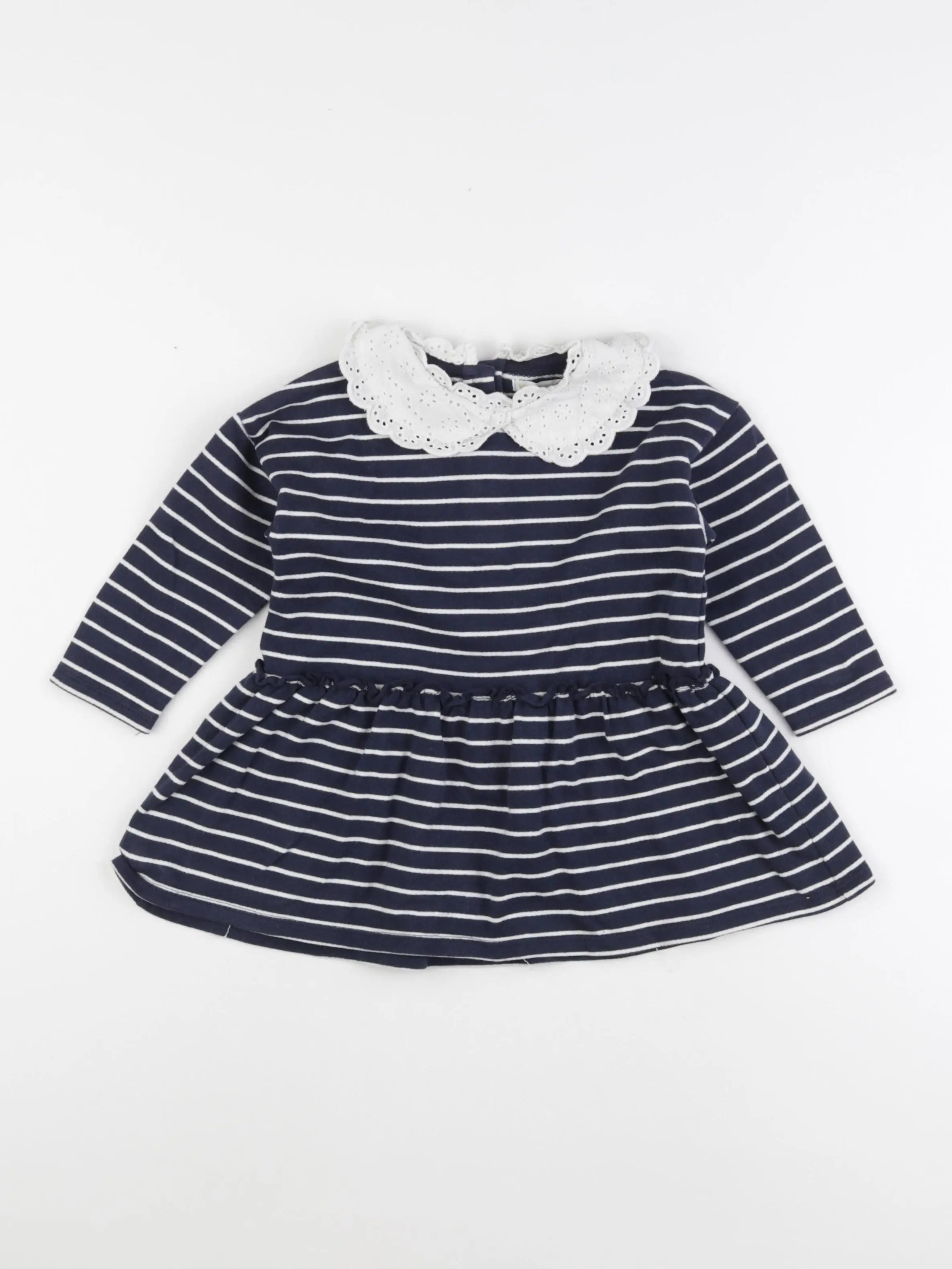 Vertbaudet - robe blanc, bleu - 2 ans